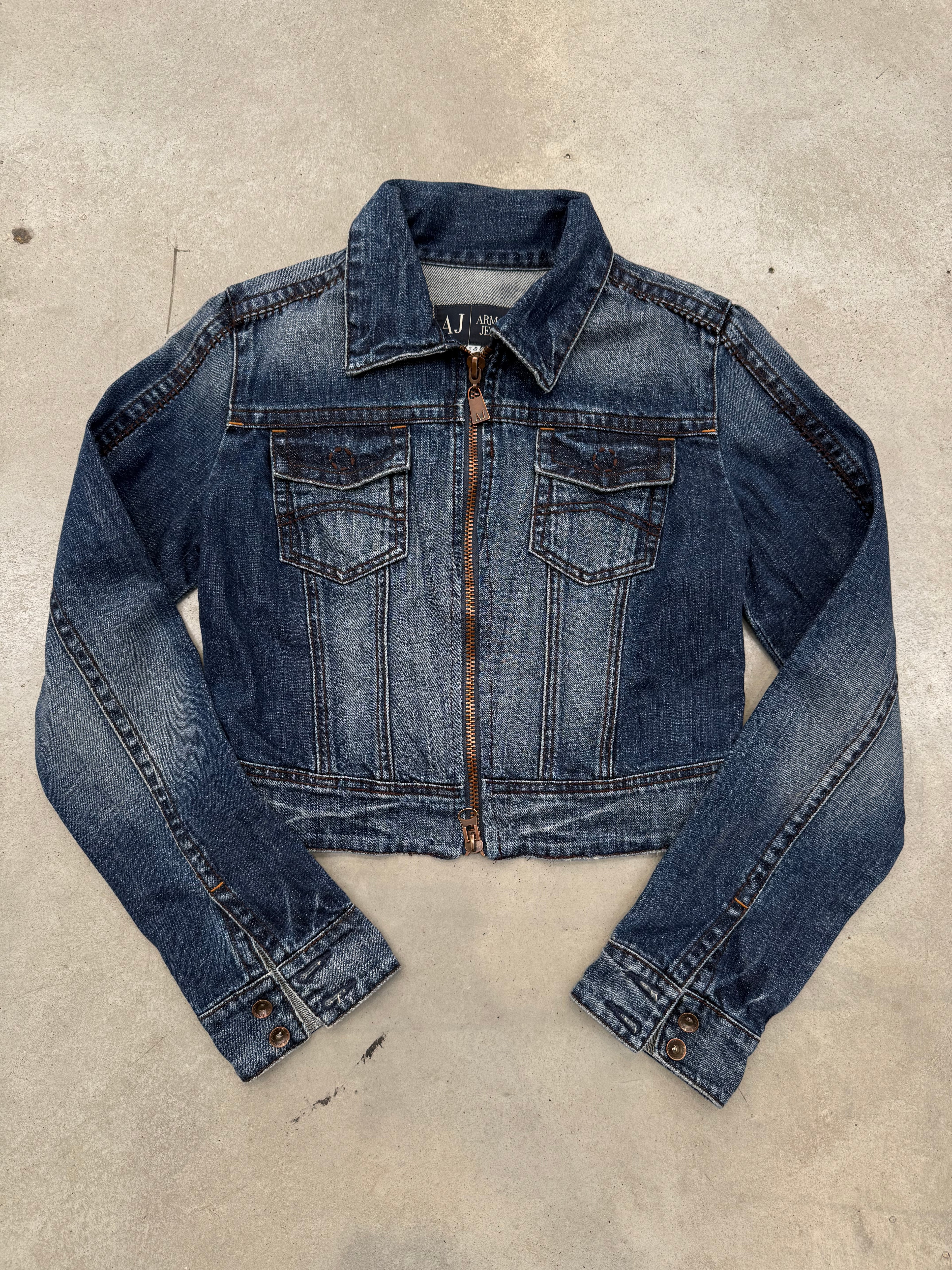 Vintage Armani Jeans Cropped Denim Jacket M