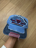 Produktbild von einer Vintage Blue Distressed Cap von vorne