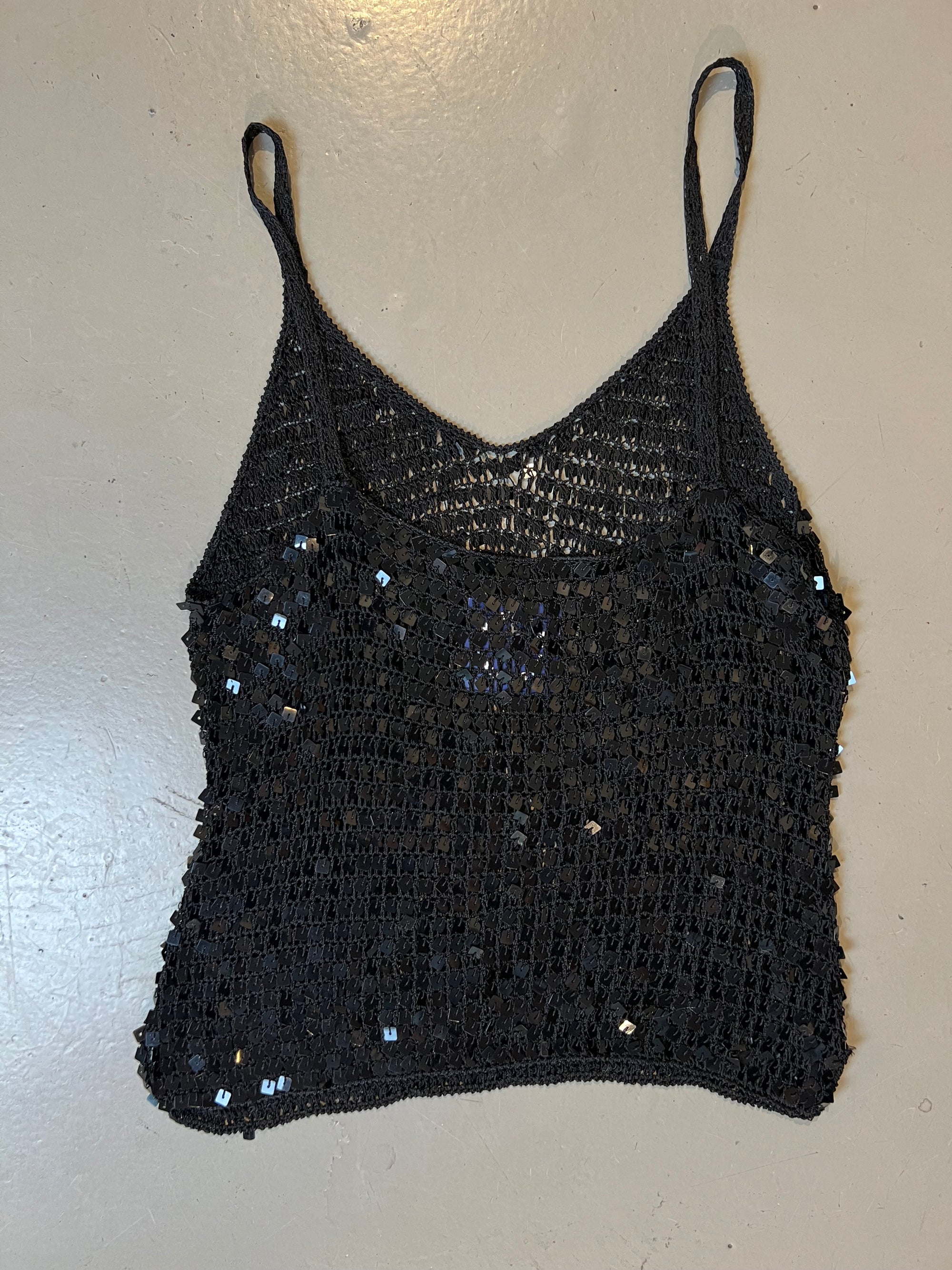 Vintage Y2K Black Glitter Top S/M