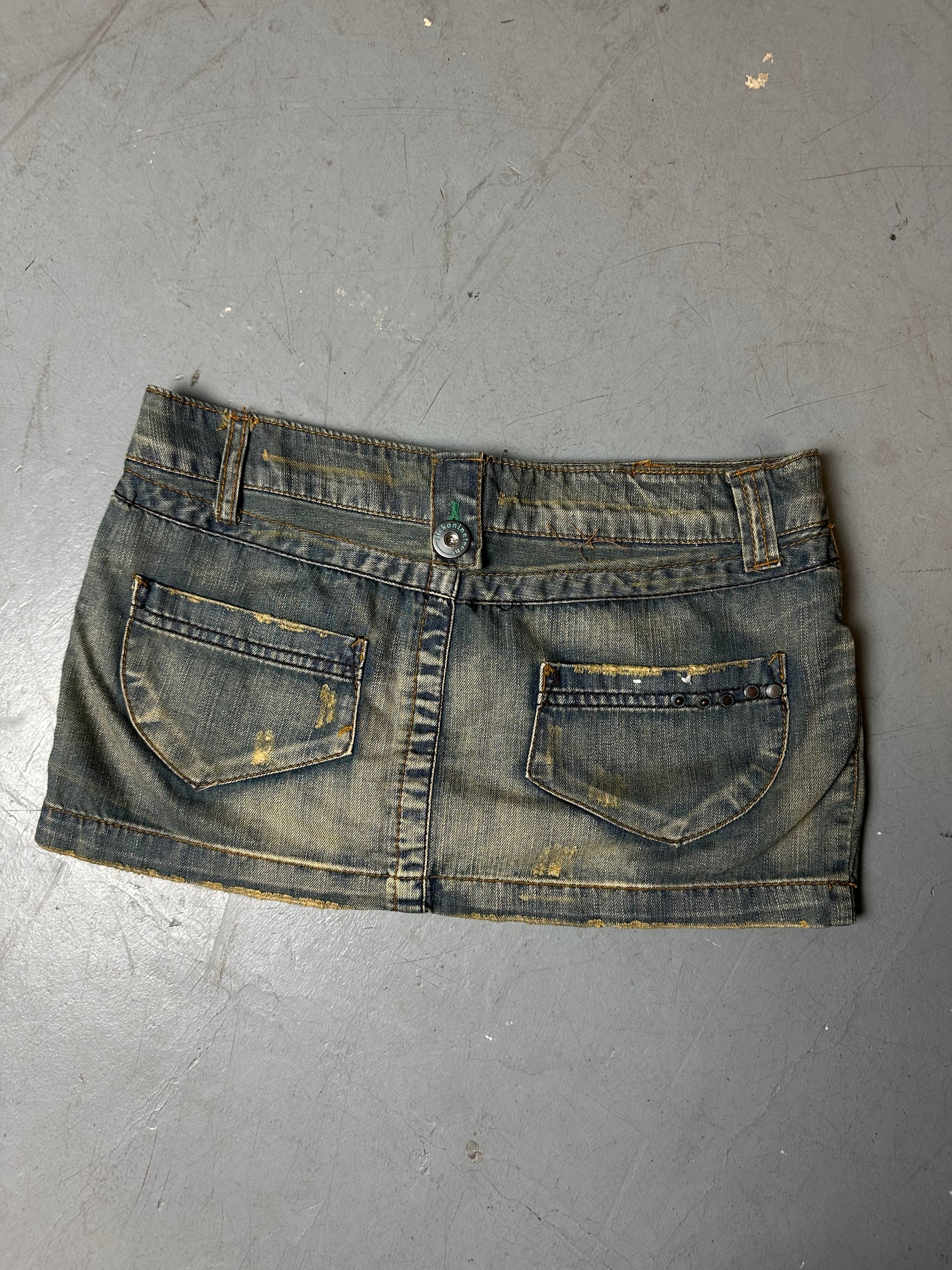 Vintage Dirty Washed Denim Mini Skirt M