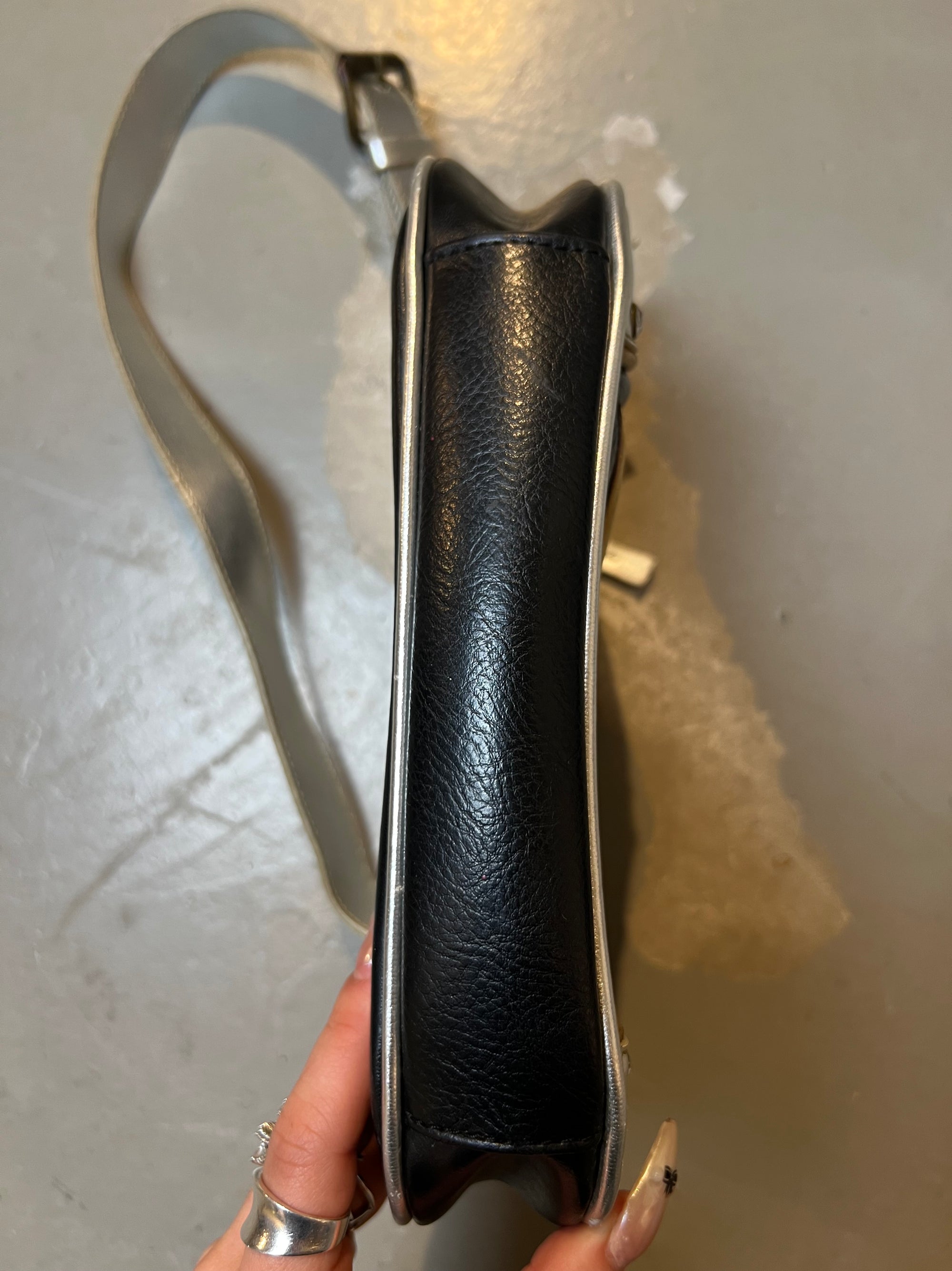 Vintage Black and Silver Phard Mini Bag With Rhinestones