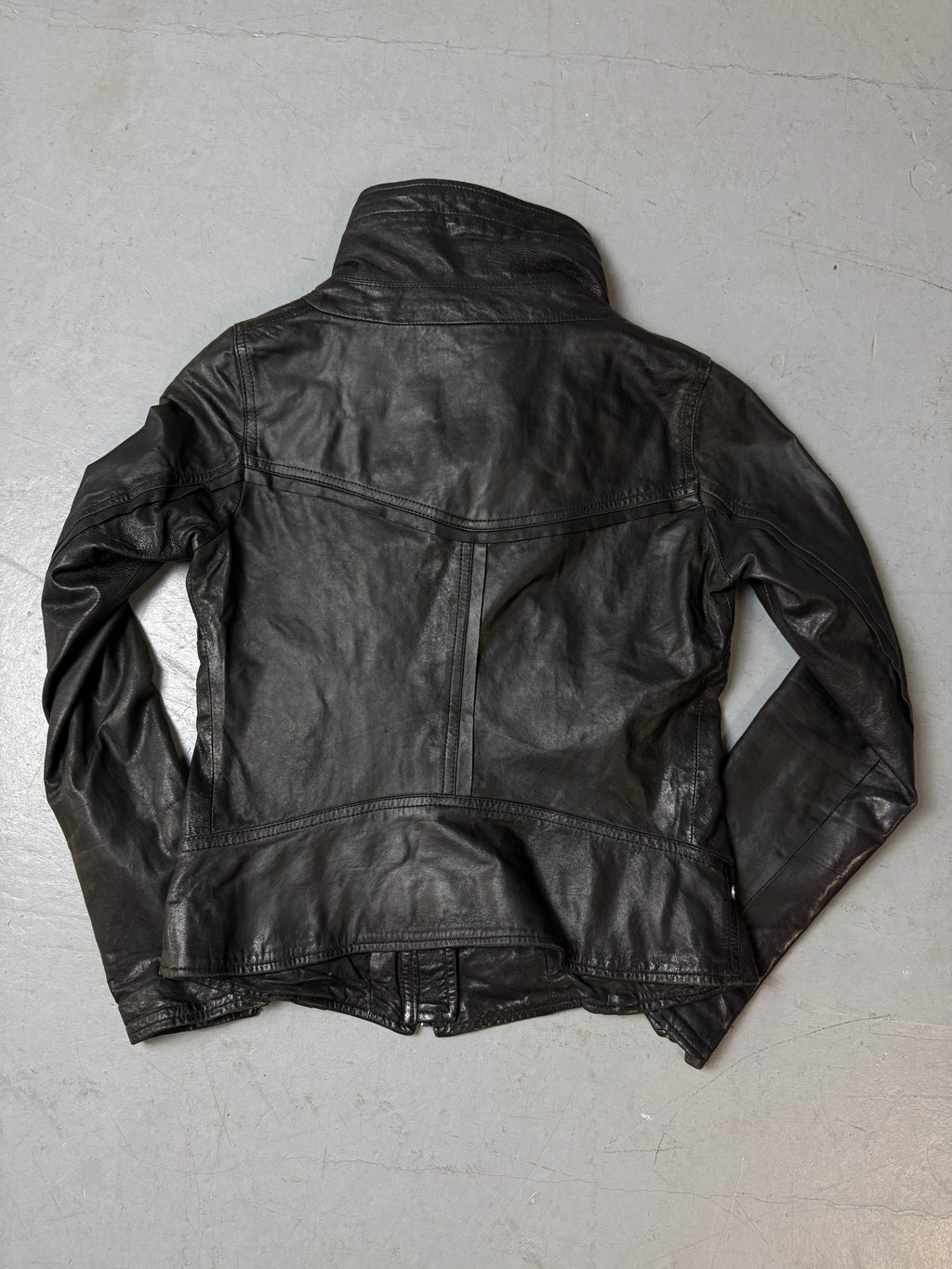 Vintage Black Turtleneck Leather Jacket S