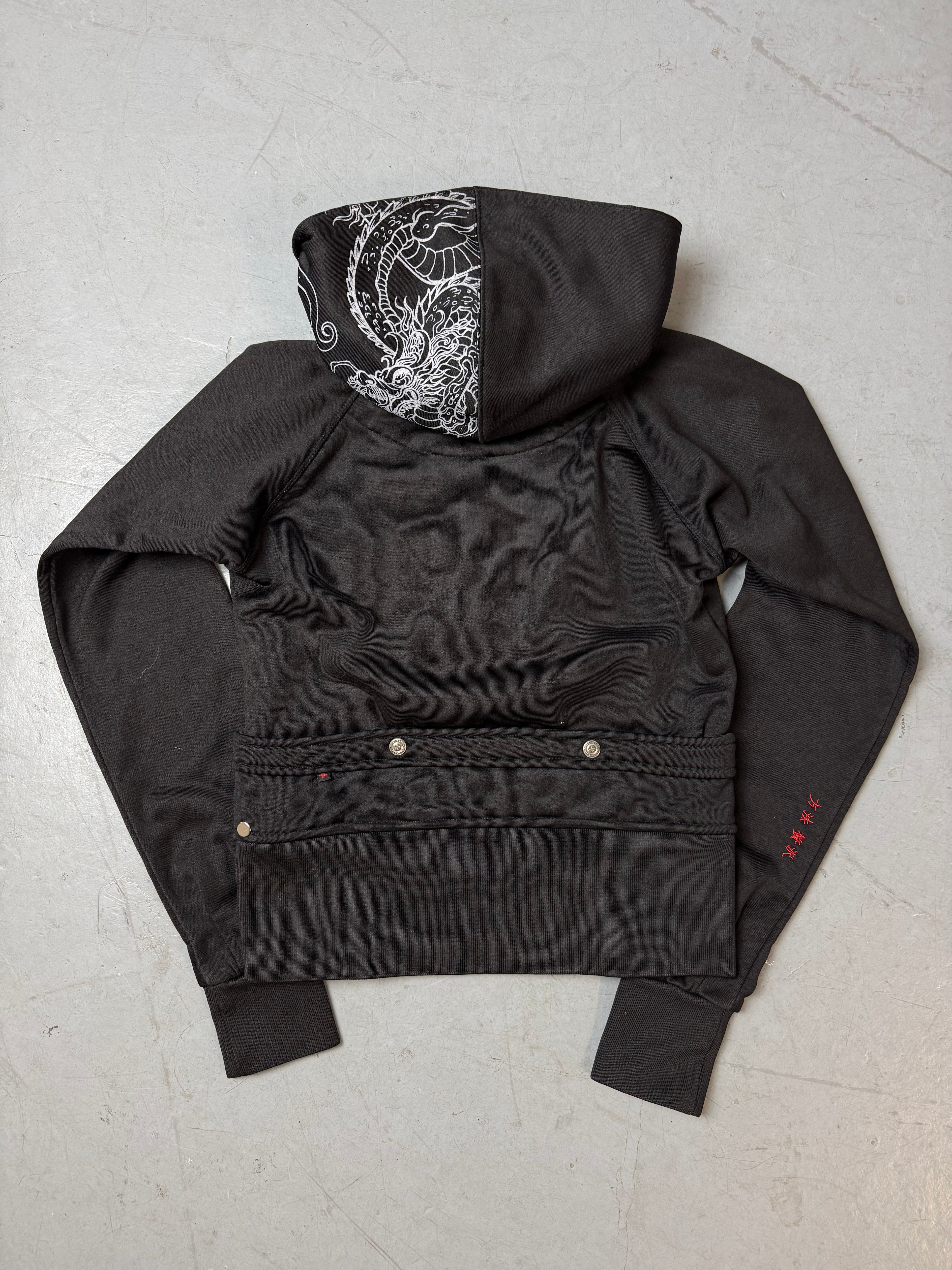 Produktbild von Vintage ZU Elements Black Printed Zip Up Hoodie von vorne
