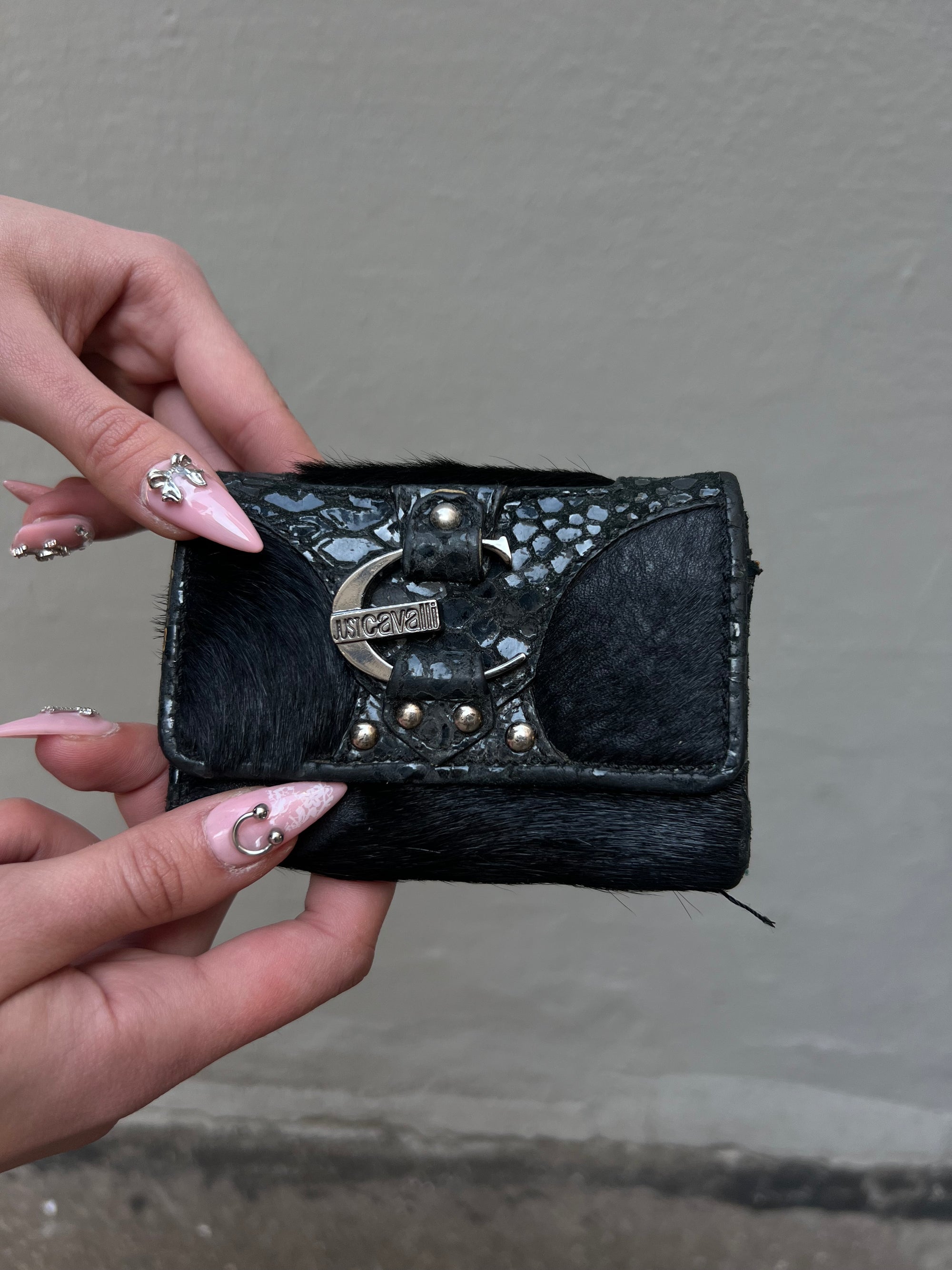 Vintage Black Fur Just Cavalli Wallet