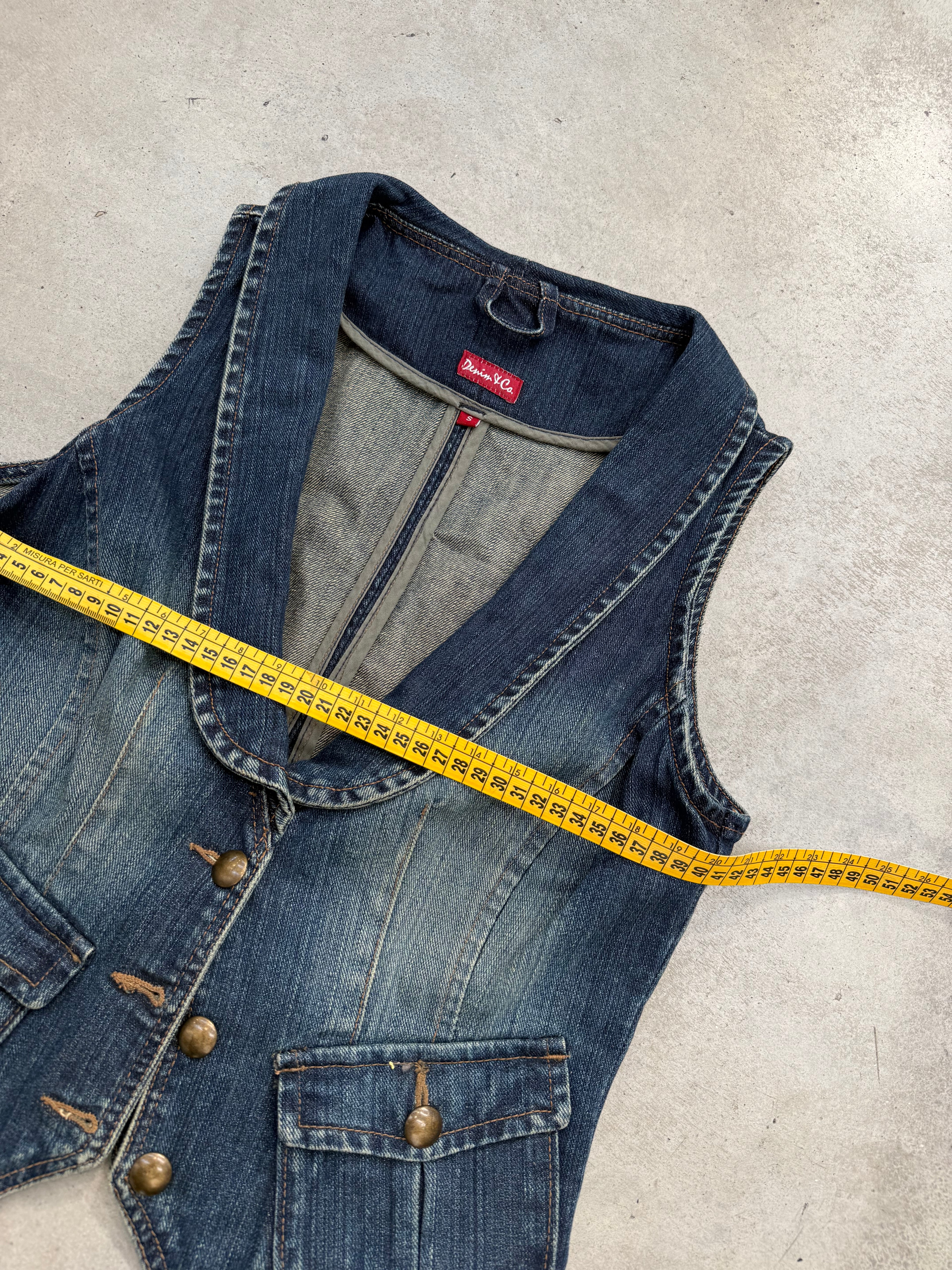 Vintage Cropped Denim Button Up Top S