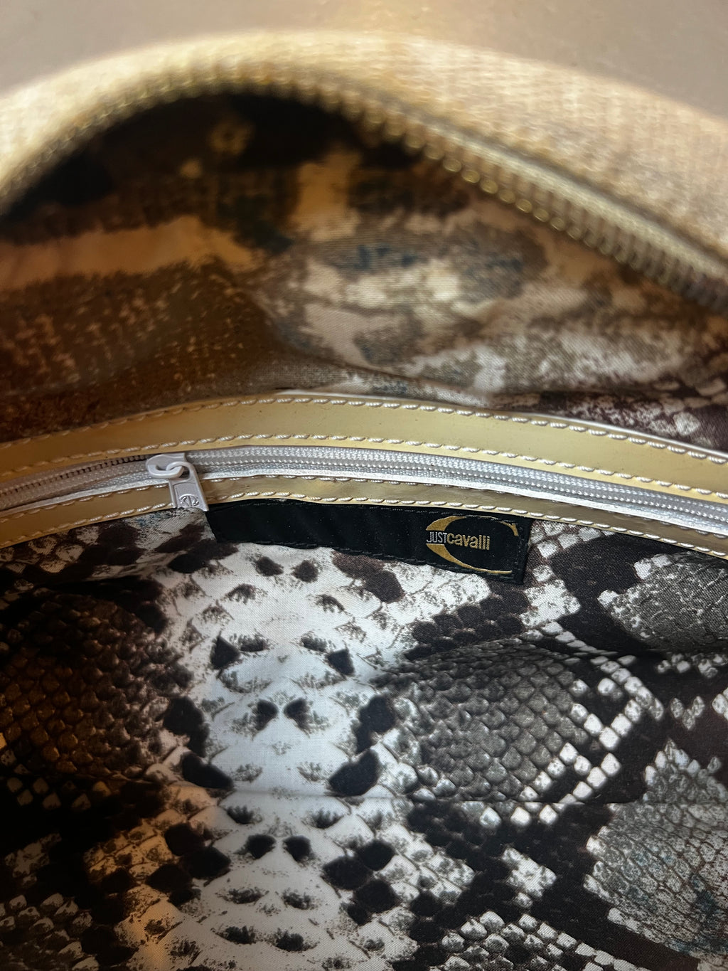 Vintage Just Cavalli Creme Baguette Bag