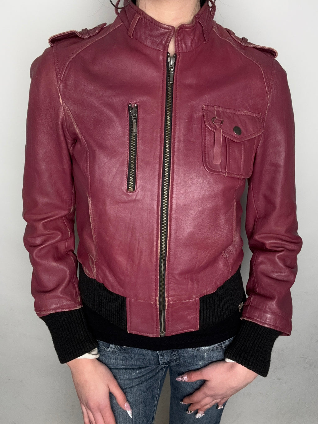Vintage Redoute Bordeaux Lambskin Leather Jacket S