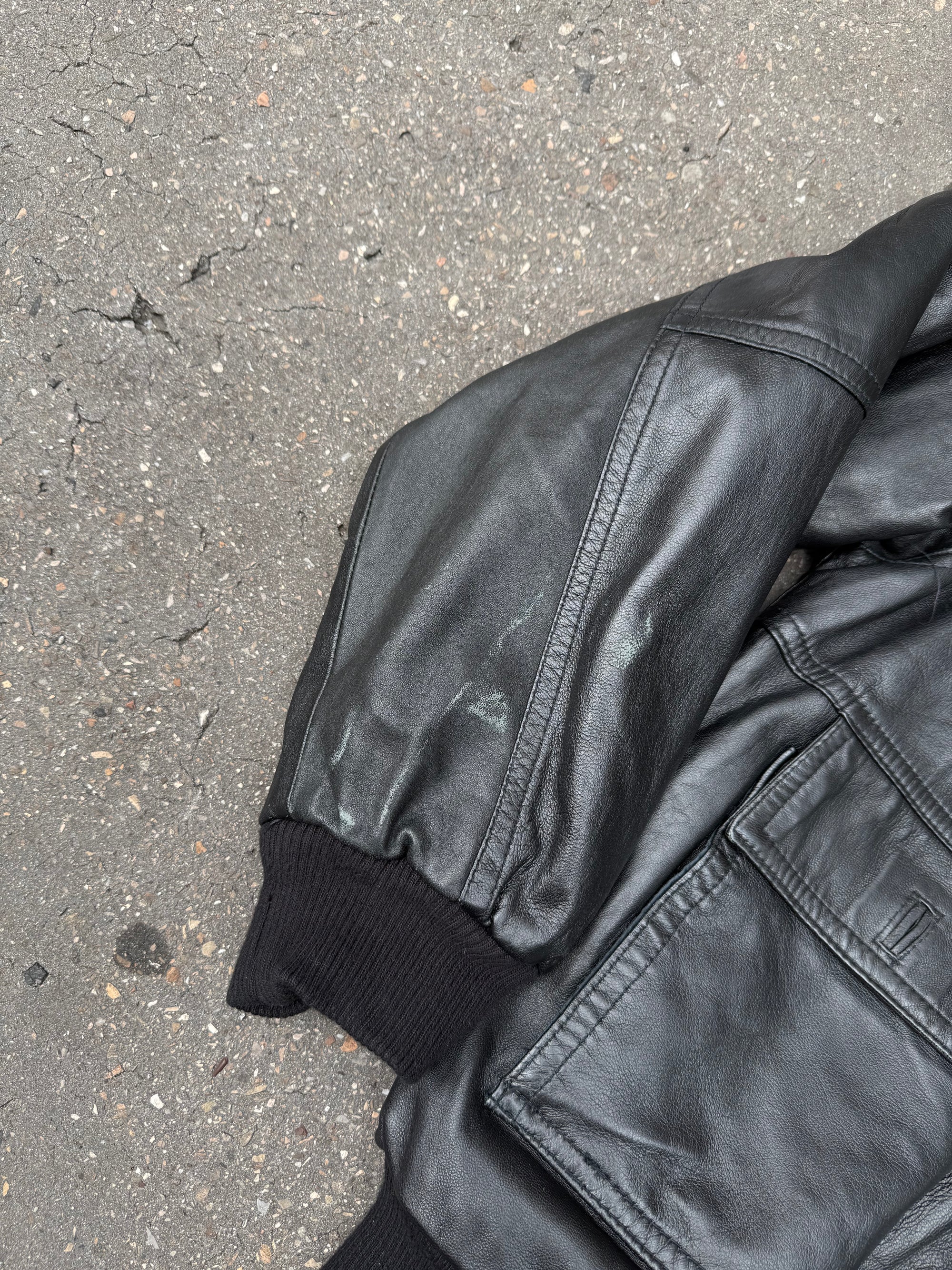 Vintage Black Bomber Leather Jacket XL
