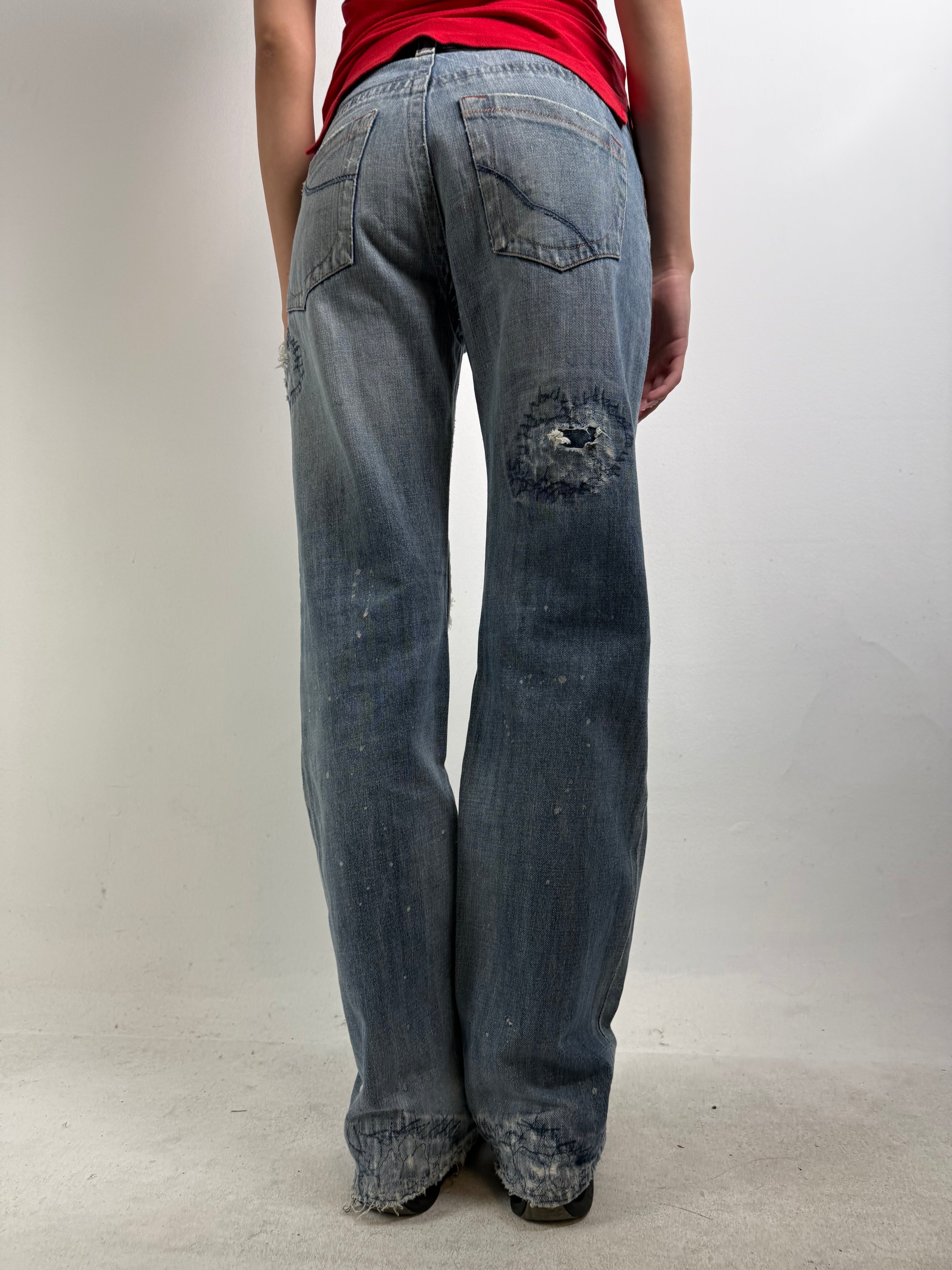 Tragebild von Vintage Big Train Ripped Bootcut Denim M von hinten