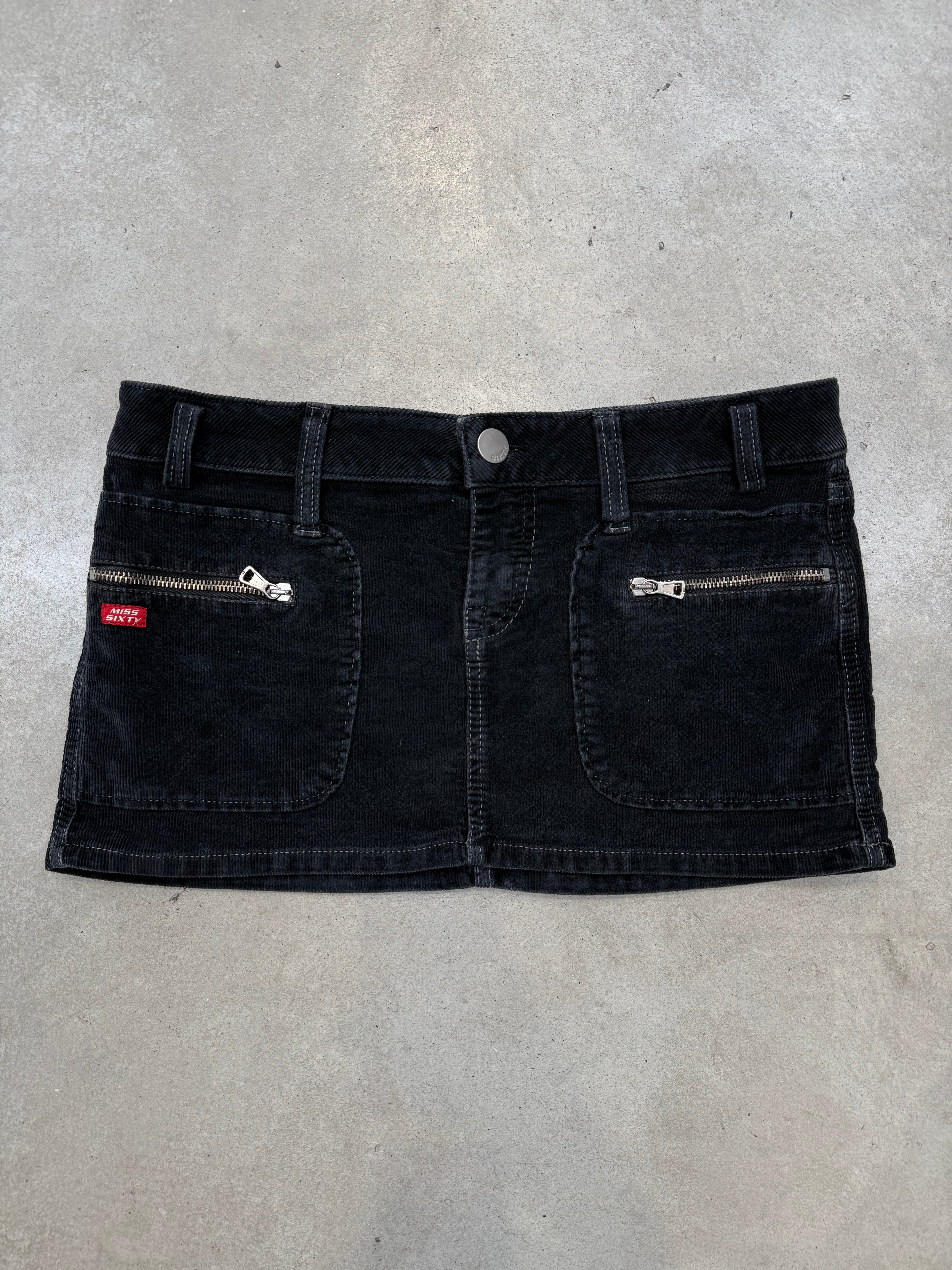Vintage Miss Sixty Black Cord Mini Skirt M