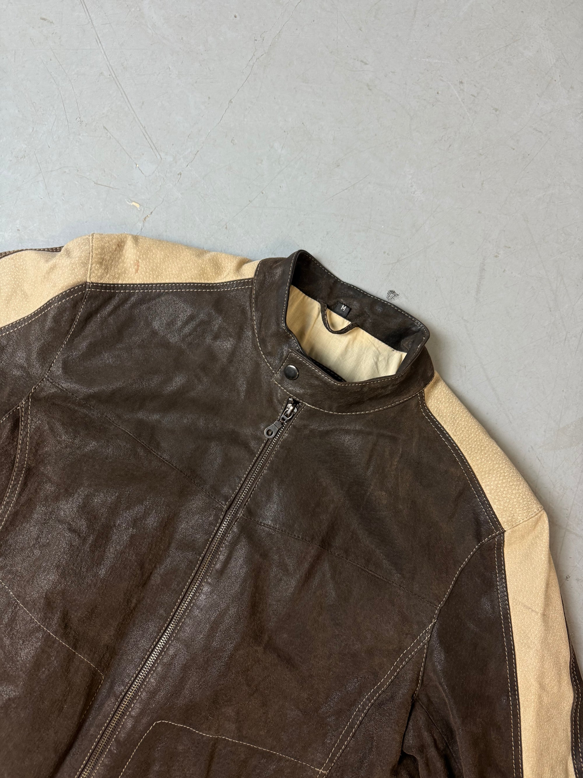 Vintage Brown and Beige Suede Leather Jacket M/L