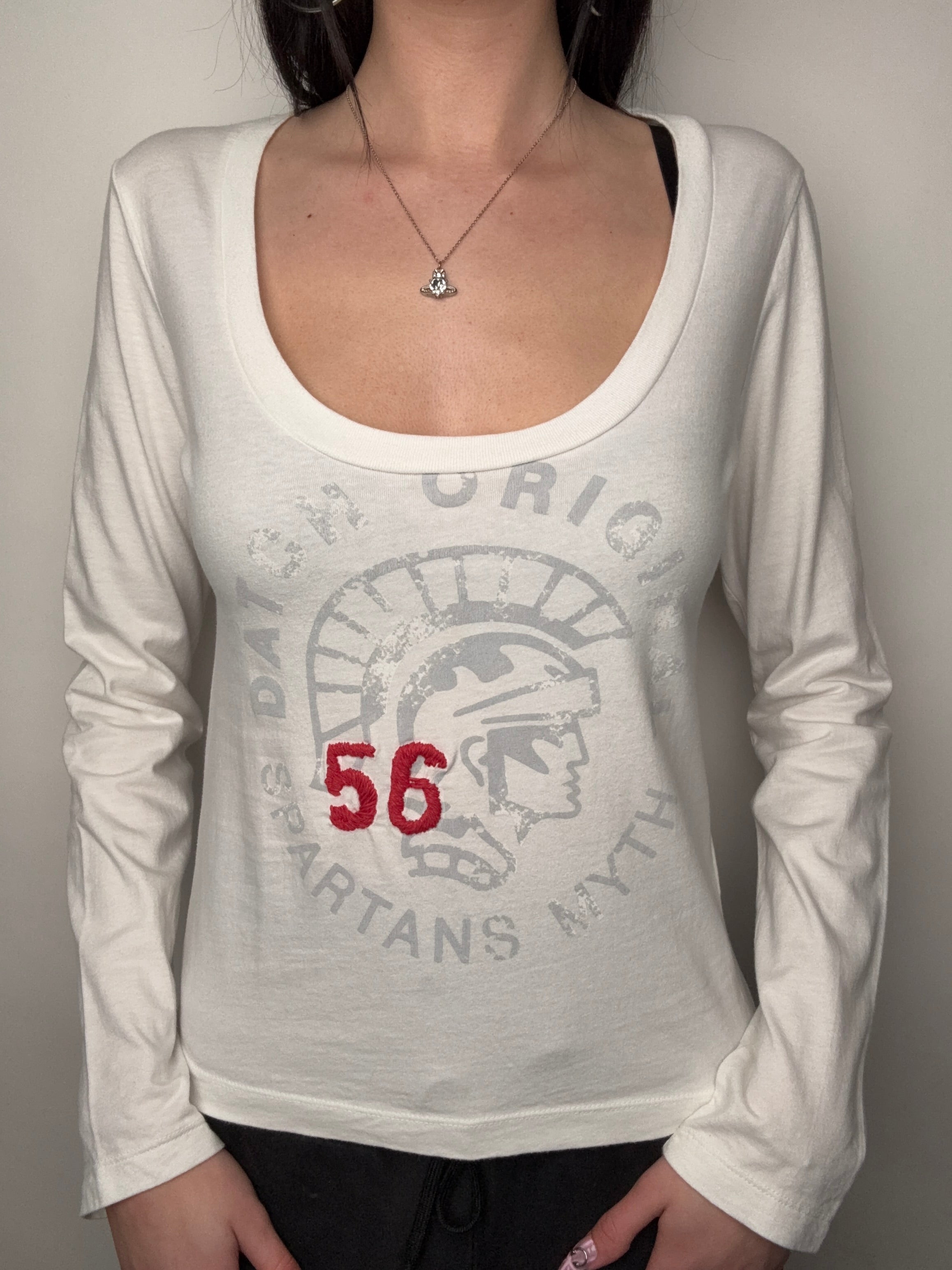 Vintage White Datch Printed Top M