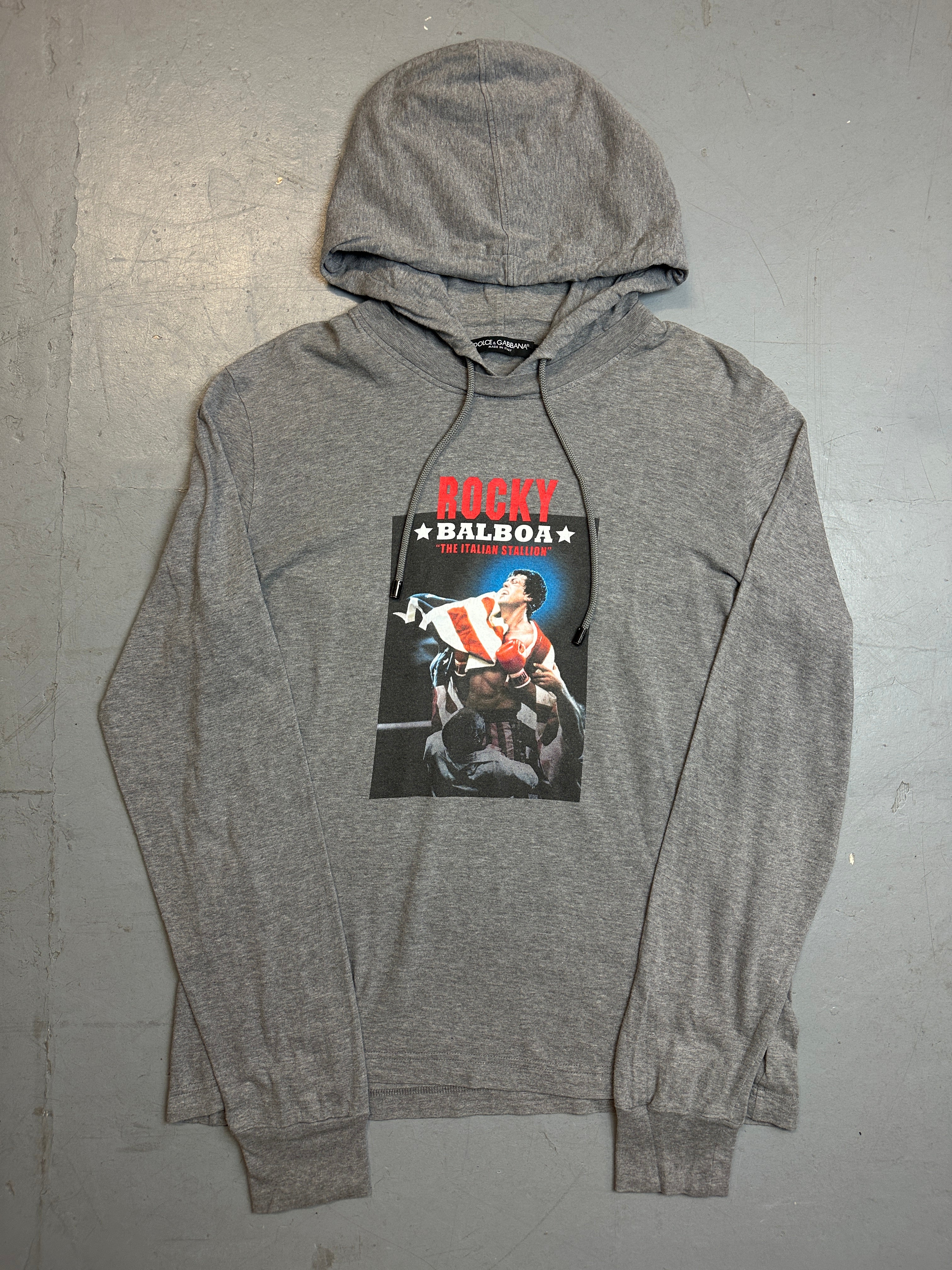 Vintage Dolce&Gabbana Rocky Balboa Printed Hoodie für Herren. Y2K Second Hand 2000s Fashion