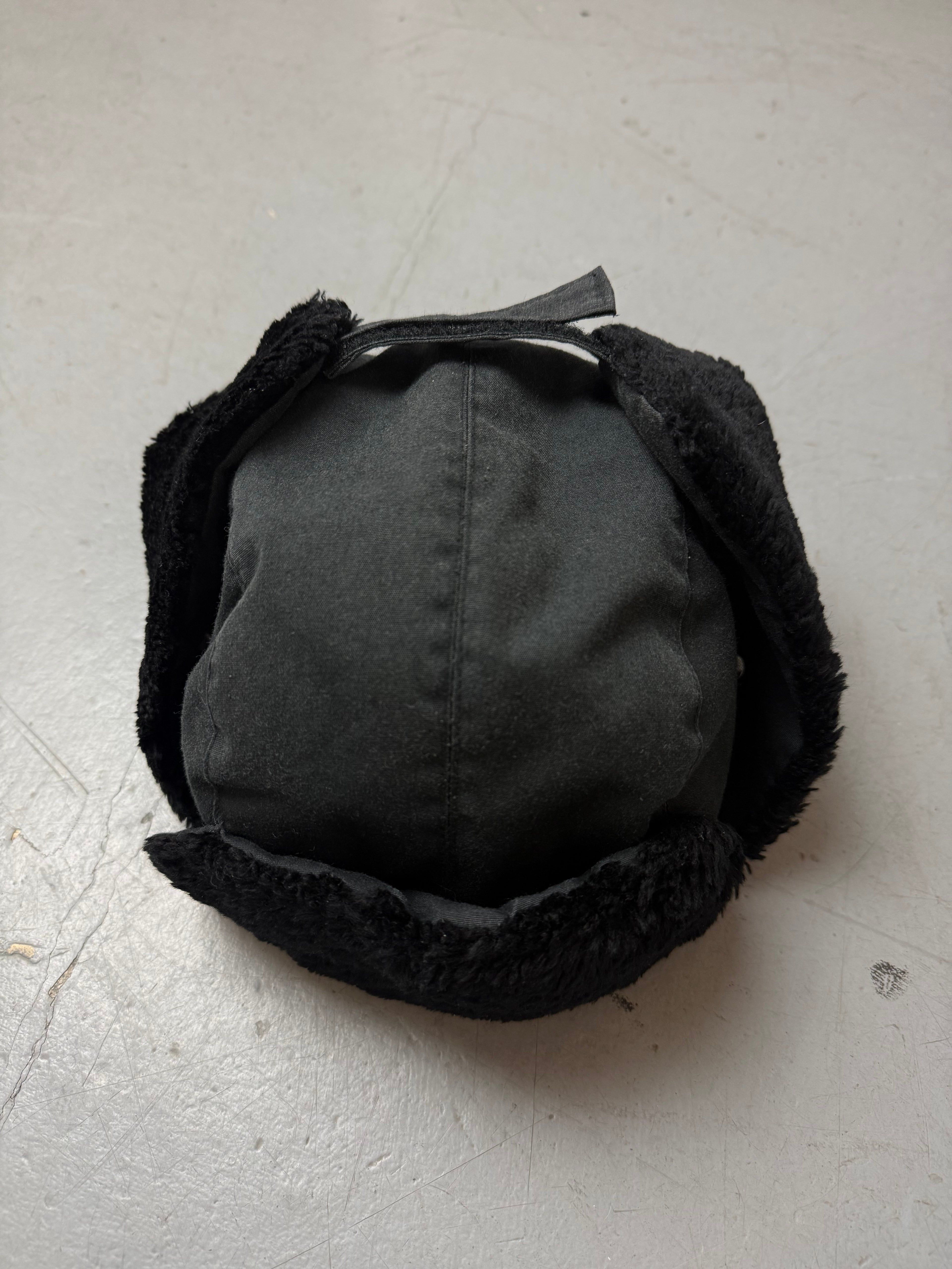 Vintage Black Faux Fur Ushanka. Unisex. Y2K Second Hand 2000s Fashion