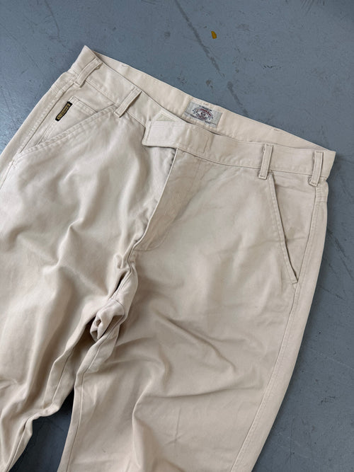 Vintage Armani Jeans Beige Straight Leg Pants für Herren. Y2K Second Hand 2000s Fashion