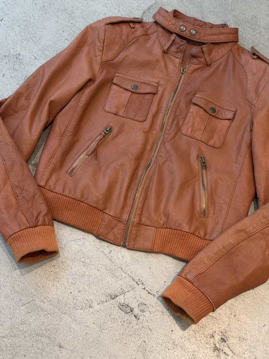 Gipsy Lady Braune Leder Jacke (L)