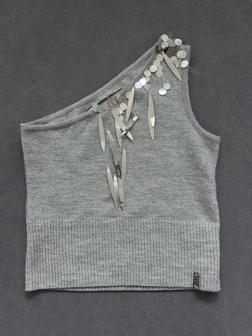 Vintage Luxury Miss Sixty Silver Top für Damen. Y2K Second Hand 2000s Fashion 