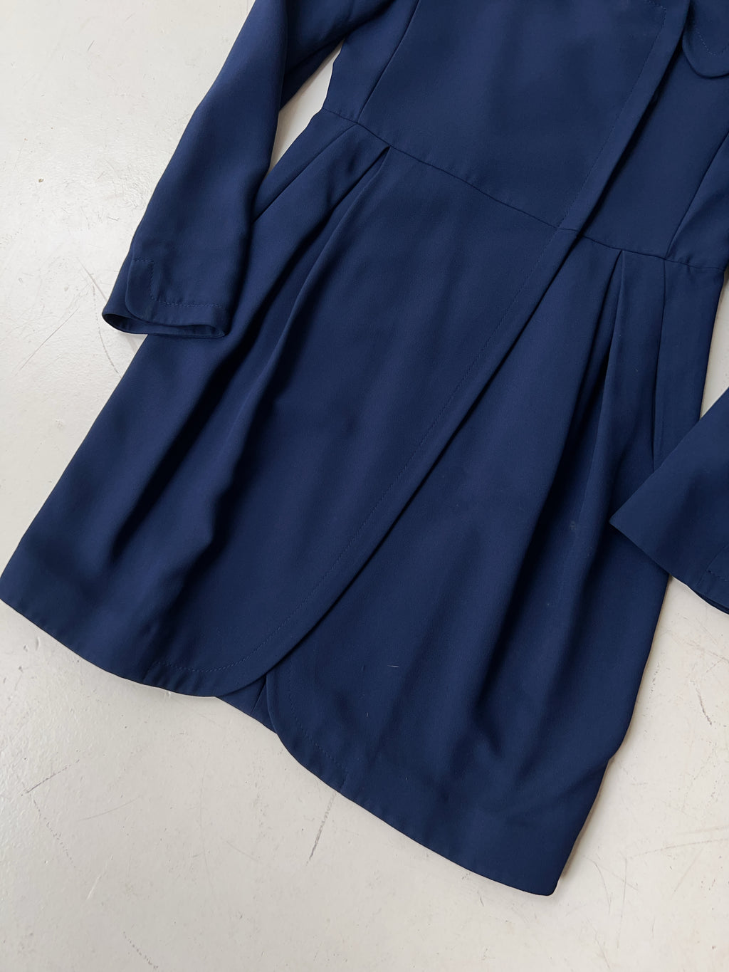 Vintage Miu Miu Navy Blue Cocoon Coat (L)
