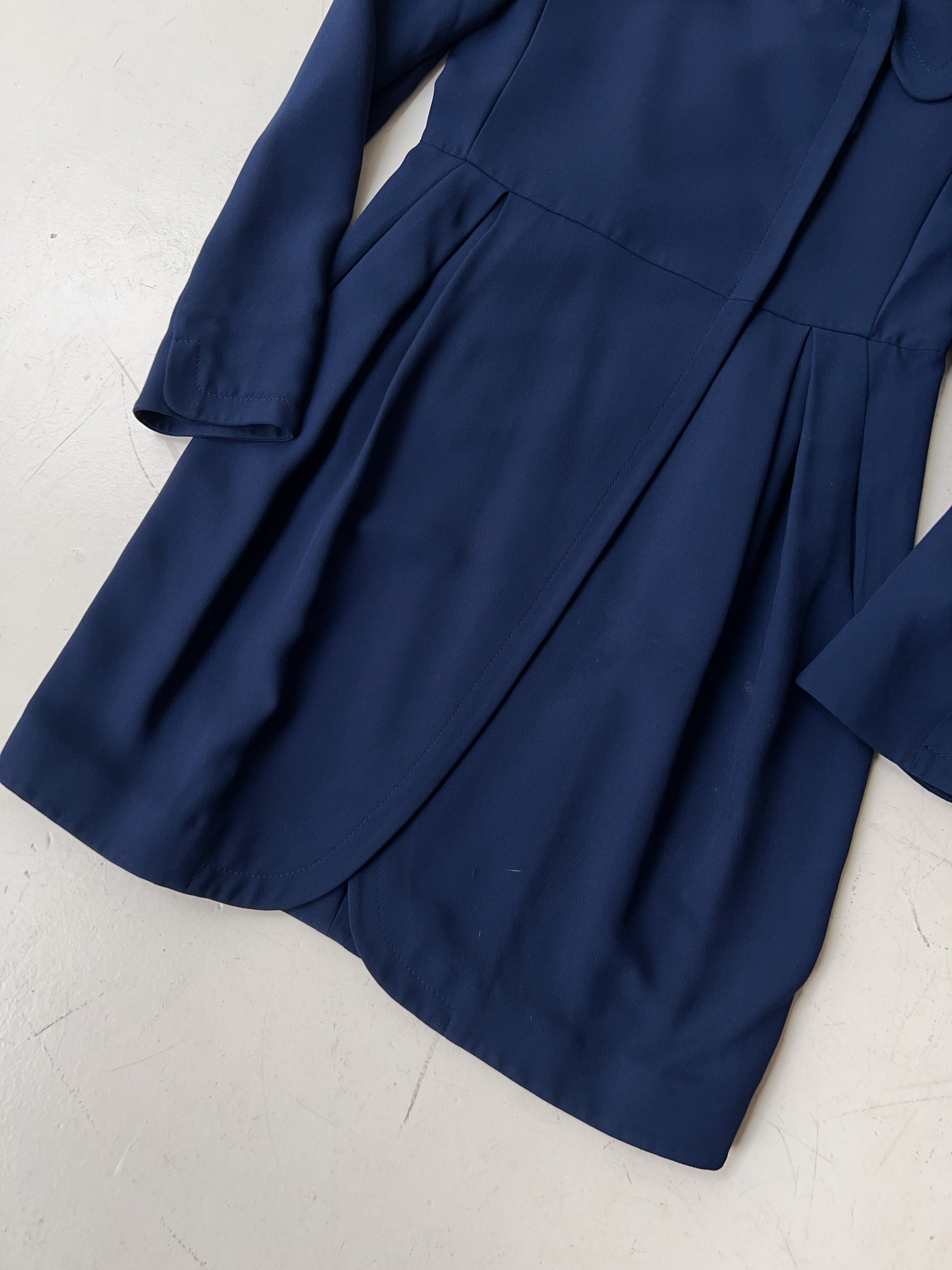 Vintage Miu Miu Navy Blue Cocoon Coat (L)