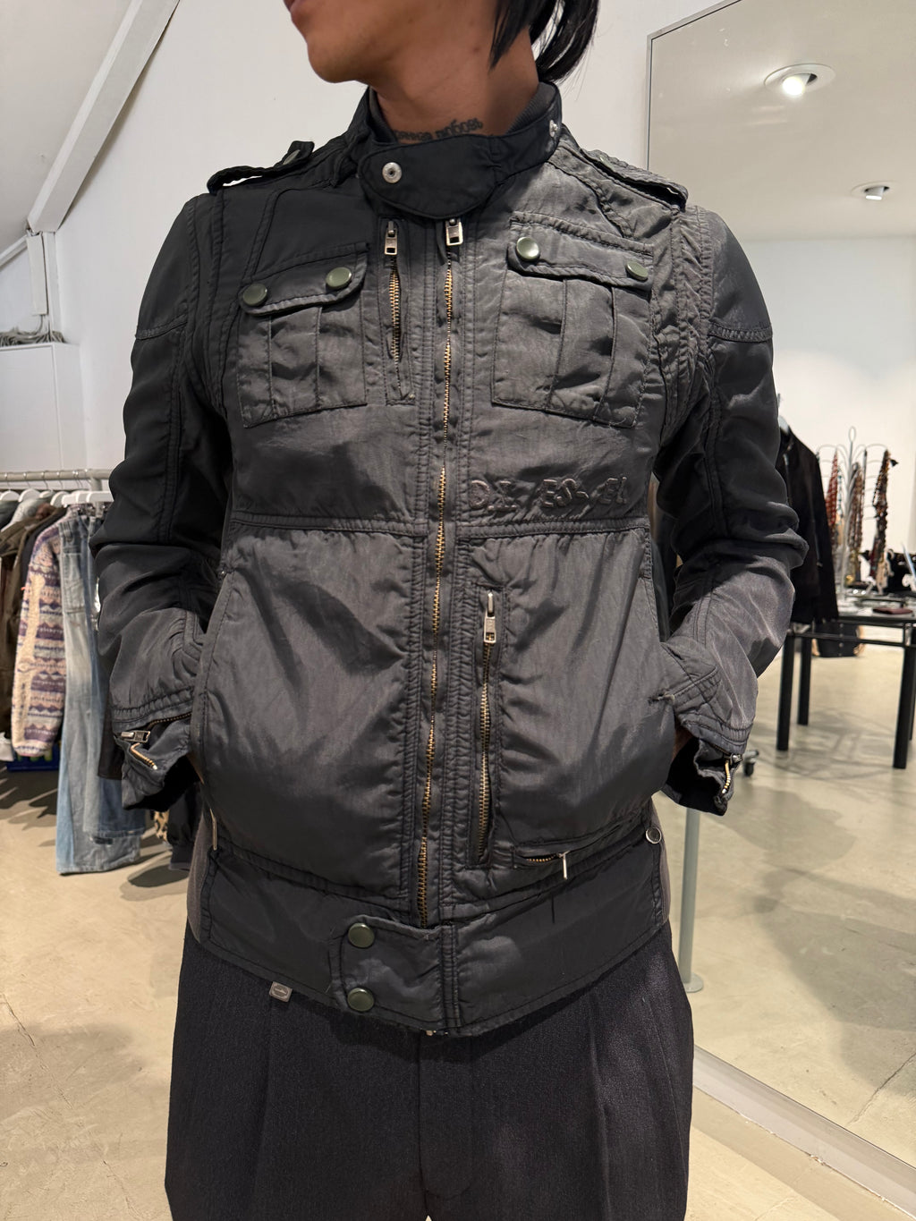 Vintage Diesel Black/Dark Green Utility Jacket (L)