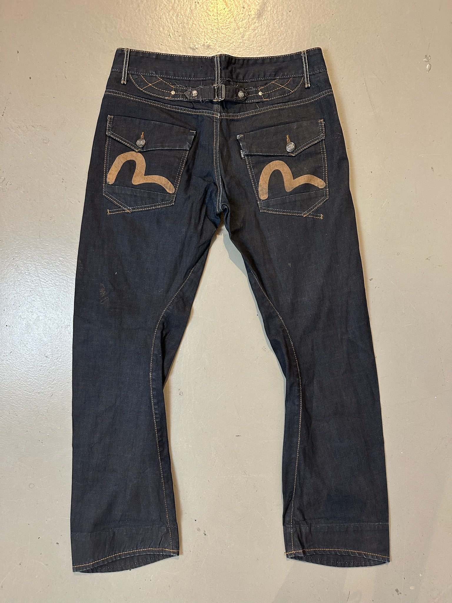 Vintage Black Evisu Flared Denim with Back Print L/XL