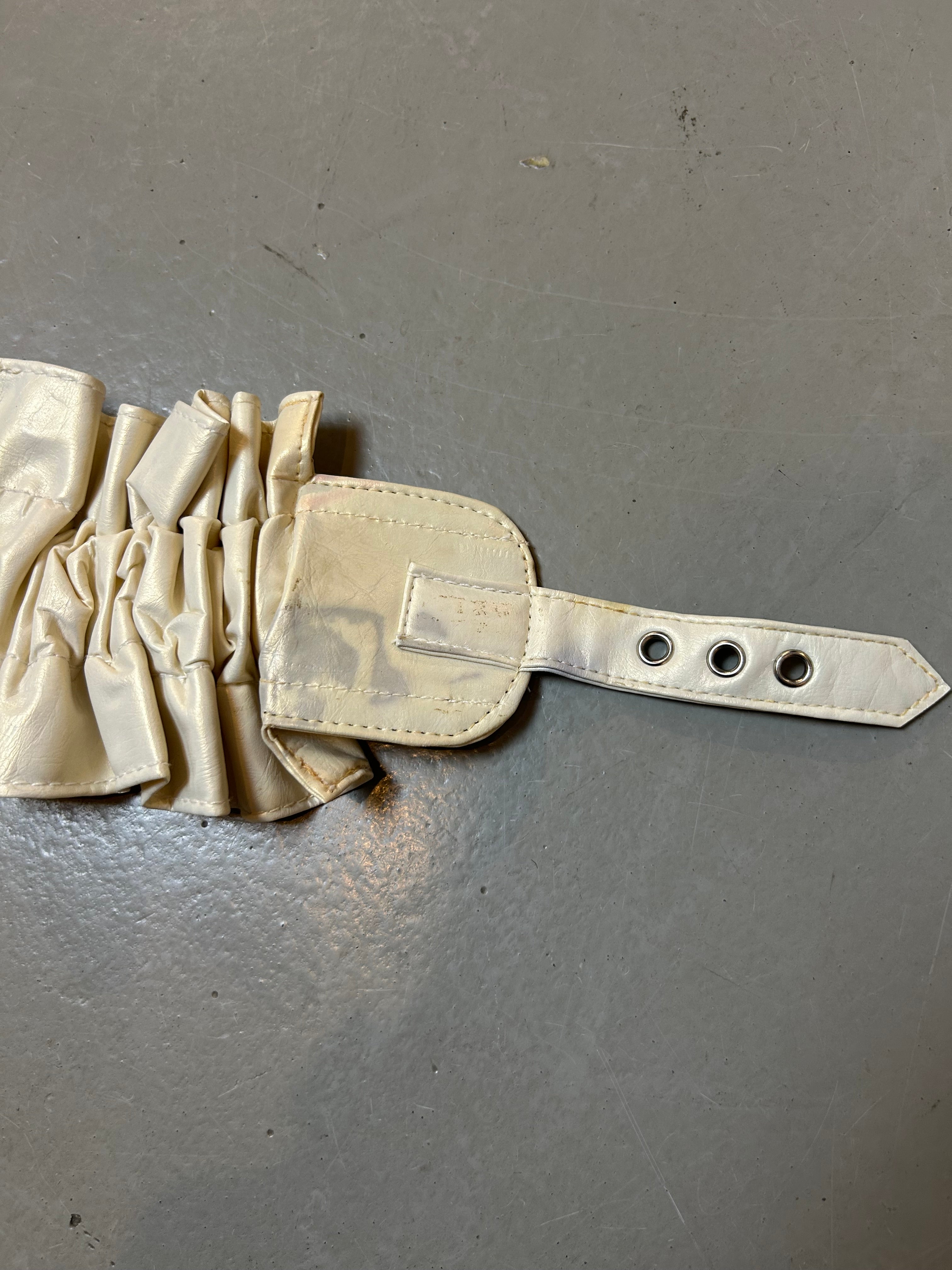 Vintage Cream Ruffle Miss Sixty Shiny Faux Leather Belt