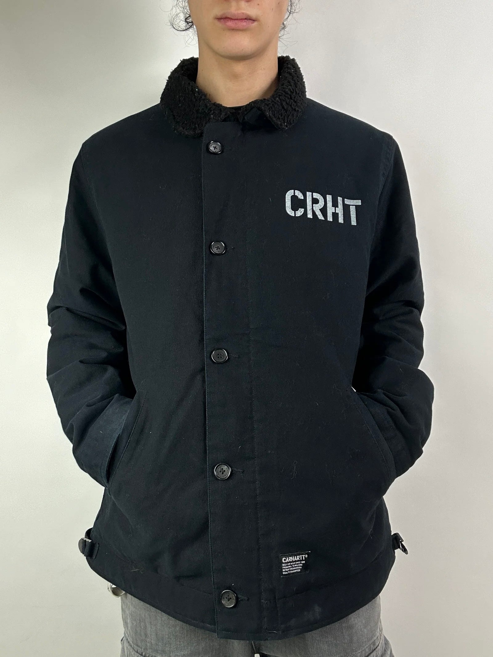 Vintage Black Carhartt Button Up Workwear Jacket XL