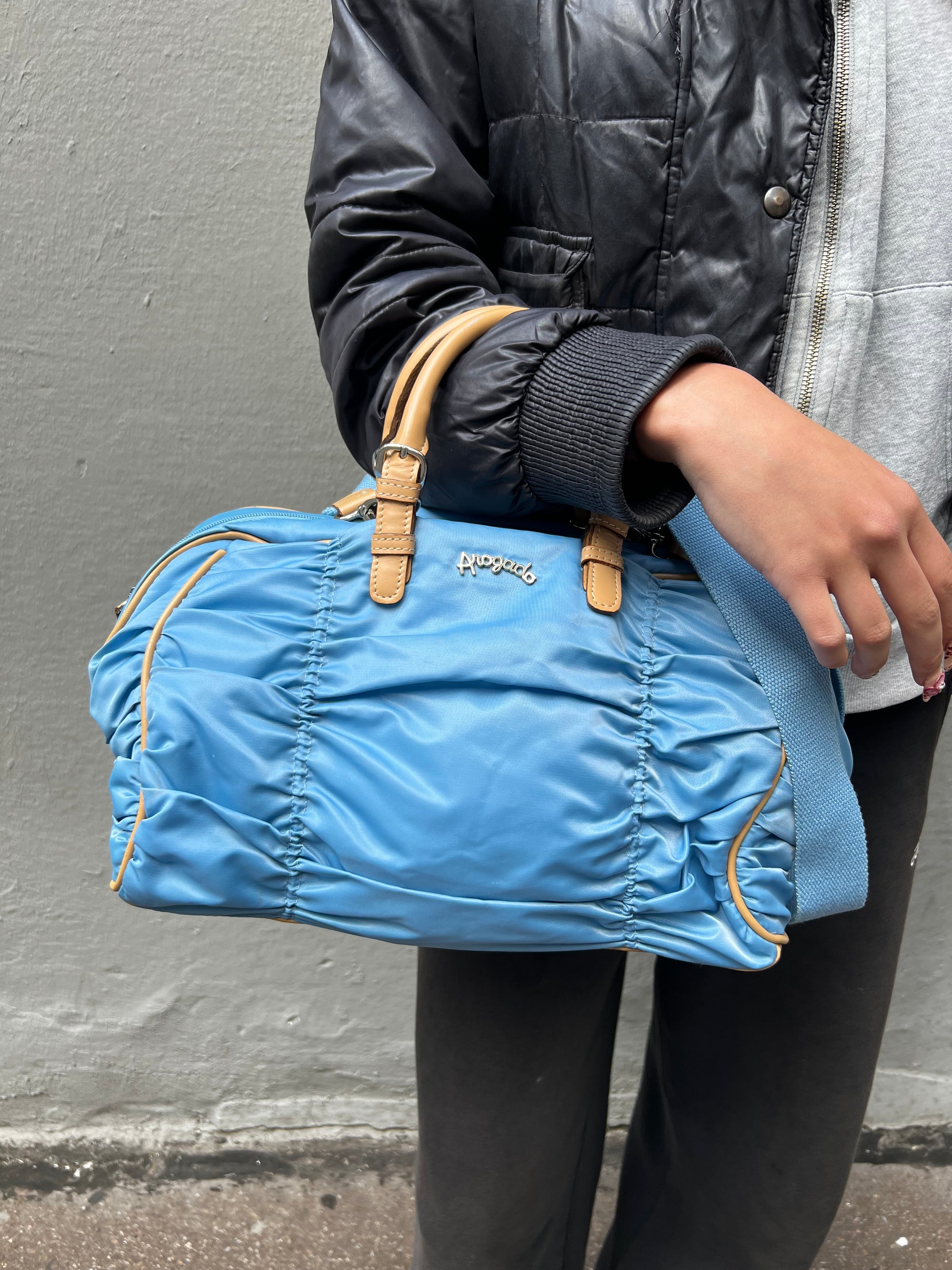 Vintage Blue Arogado Small Duffle Hand Bag