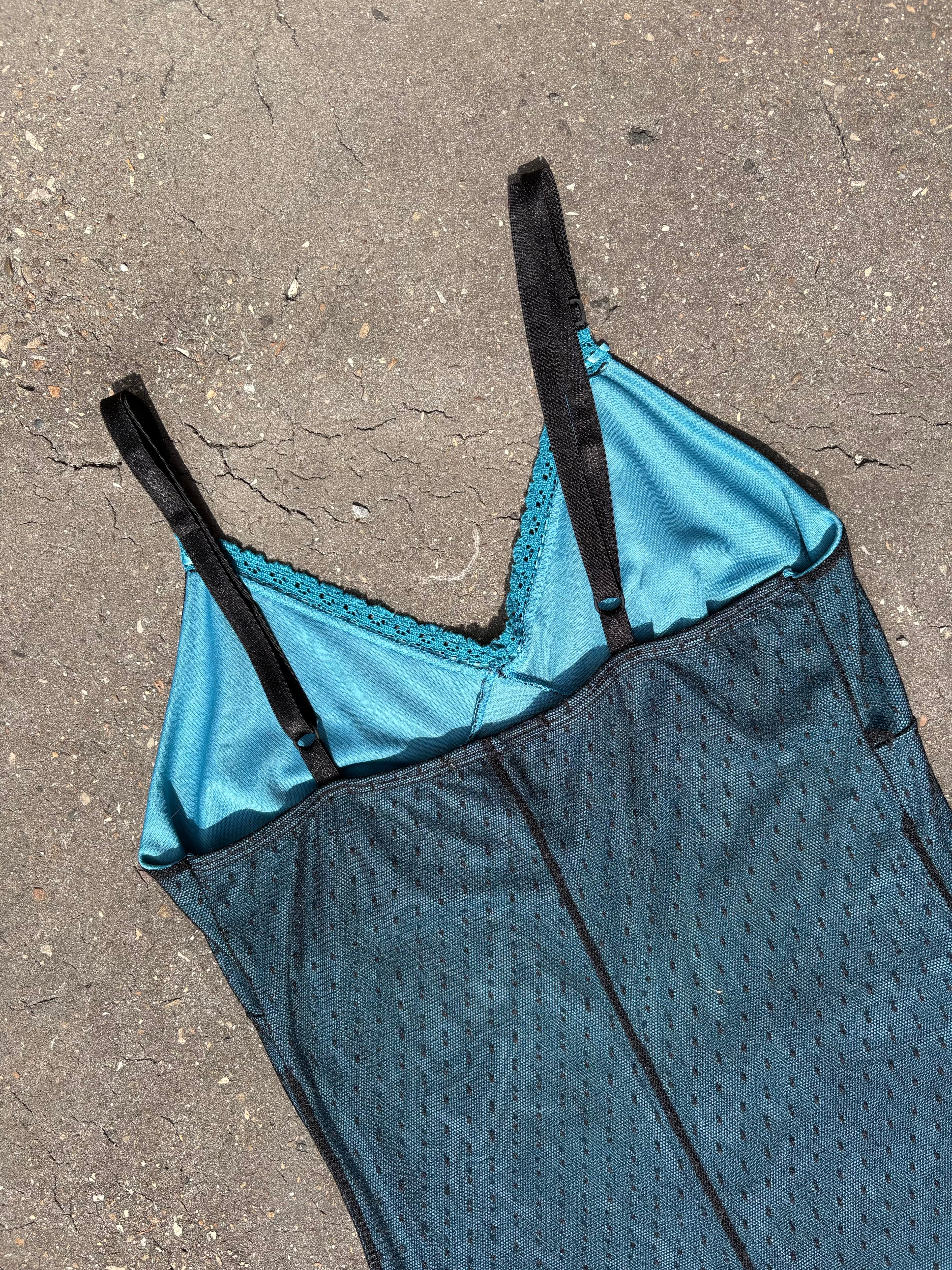 Vintage Turquoise Lace Mini Dress S