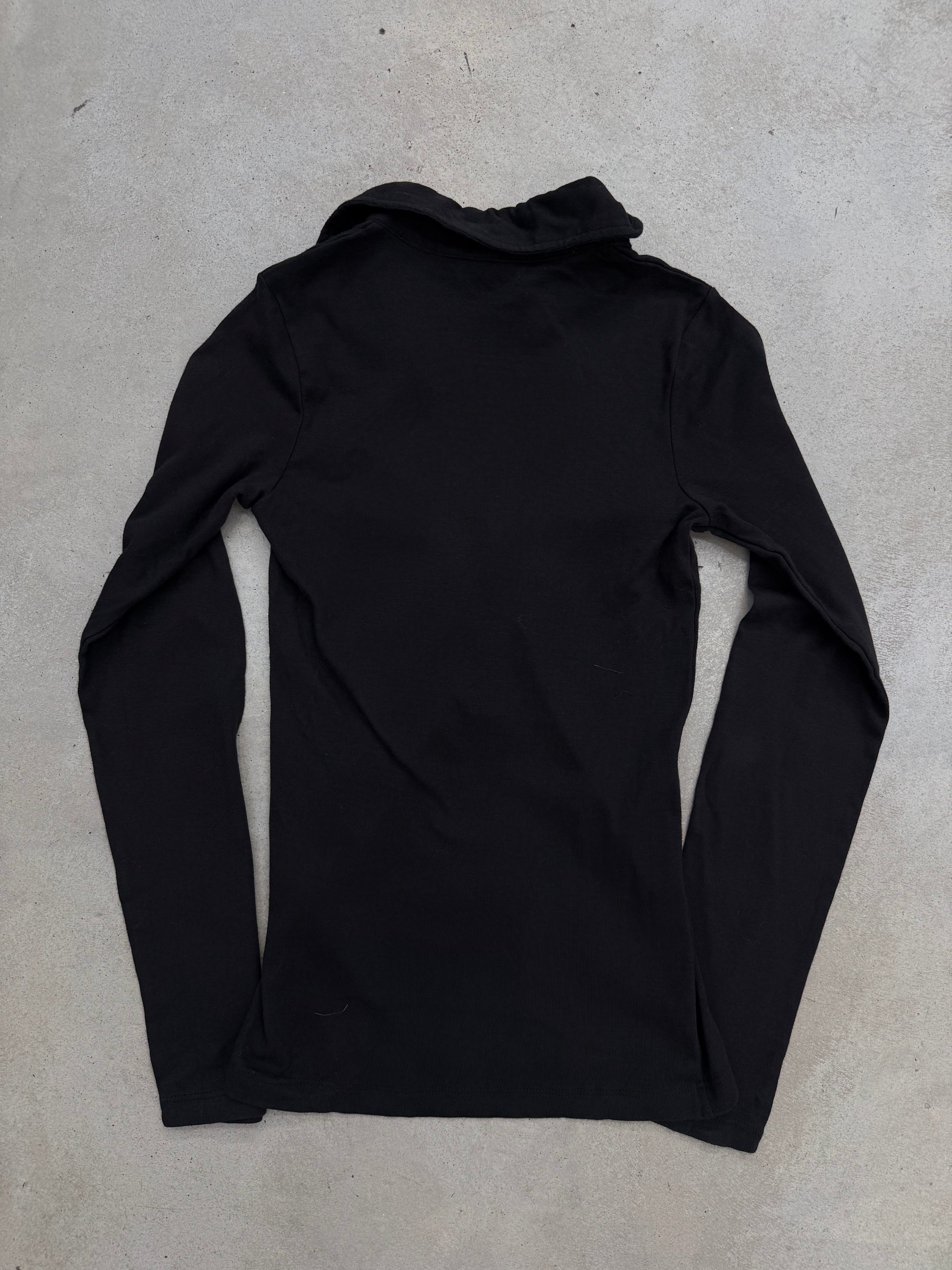 Vintage Black Button Up Longsleeve für Damen. Y2K Second Hand 2000s Fashion