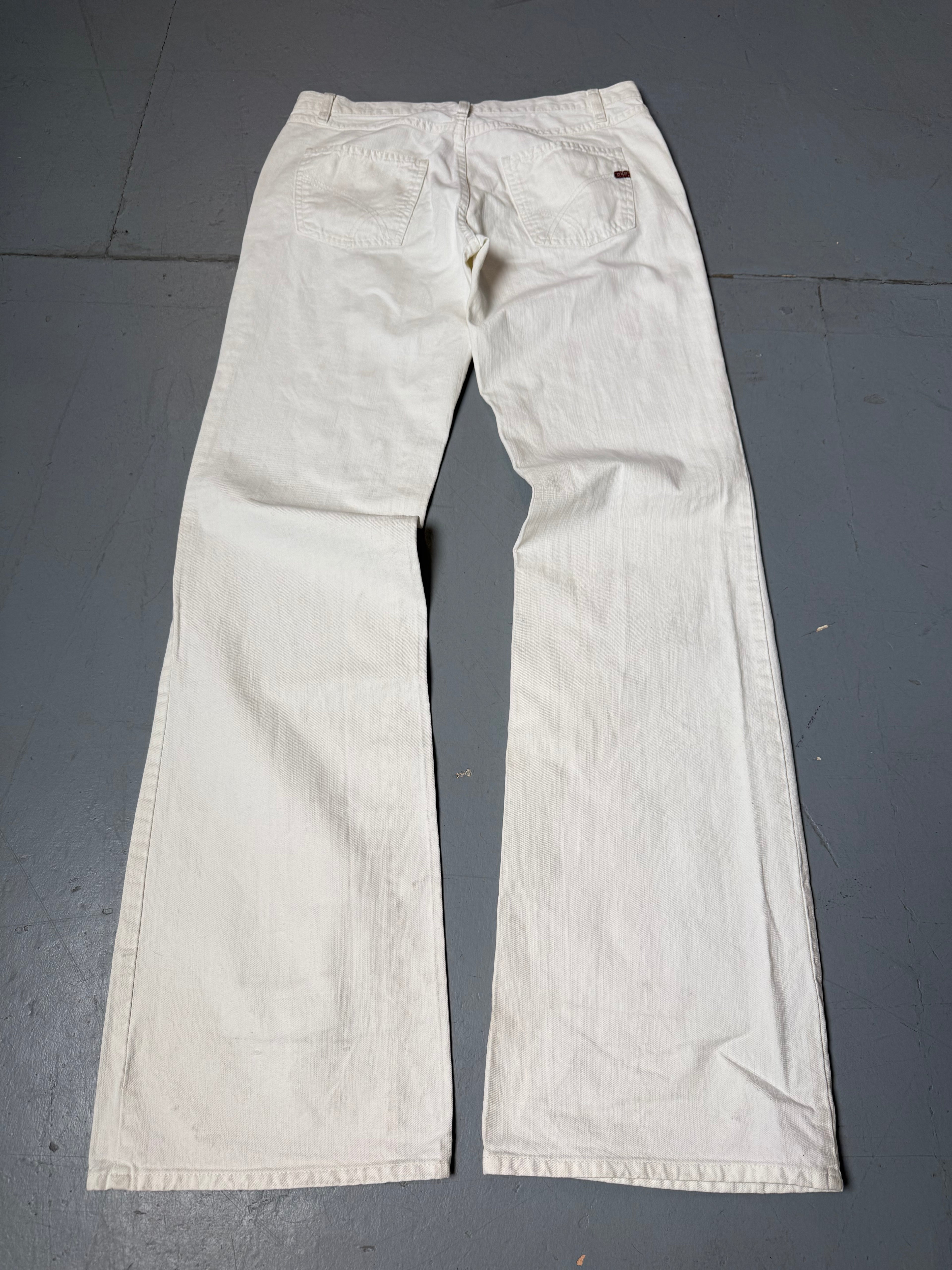 Vintage Gas White Low Waist Jeans für Damen. Y2K Secondhand 2000s Fashion.