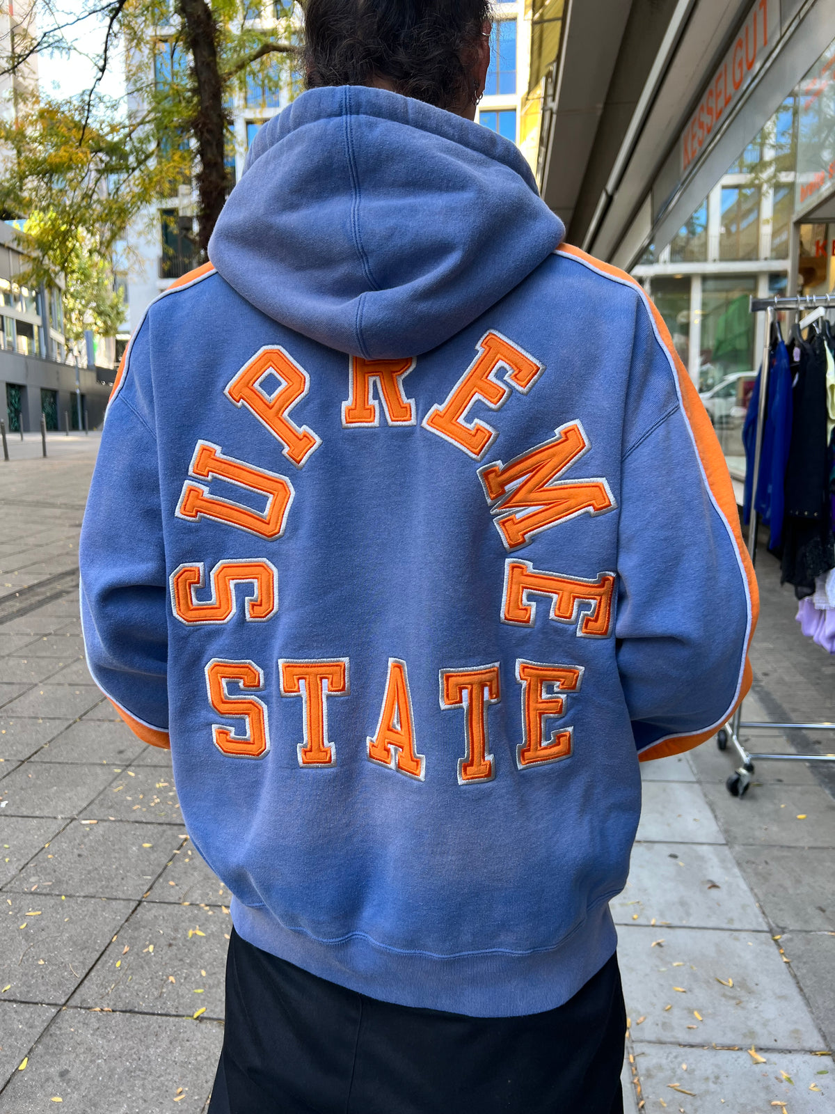 Supreme State Zip Up Hooded Sweatshirt Blau (L)