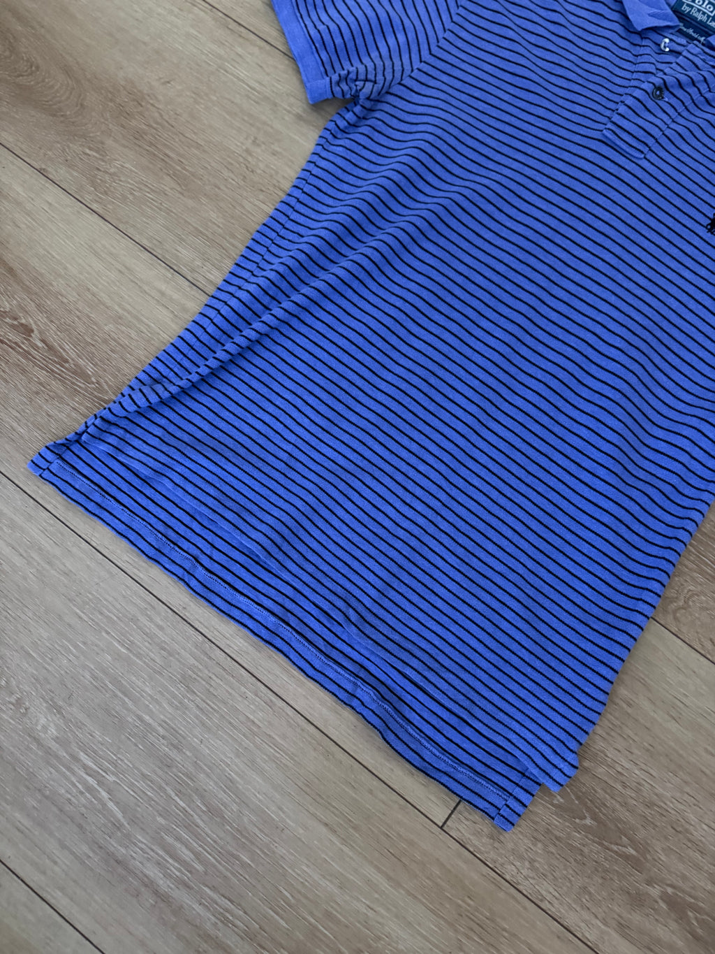 Detailbild von Vintage Polo Ralph Lauren Purple Striped Polo Shirt von vorne