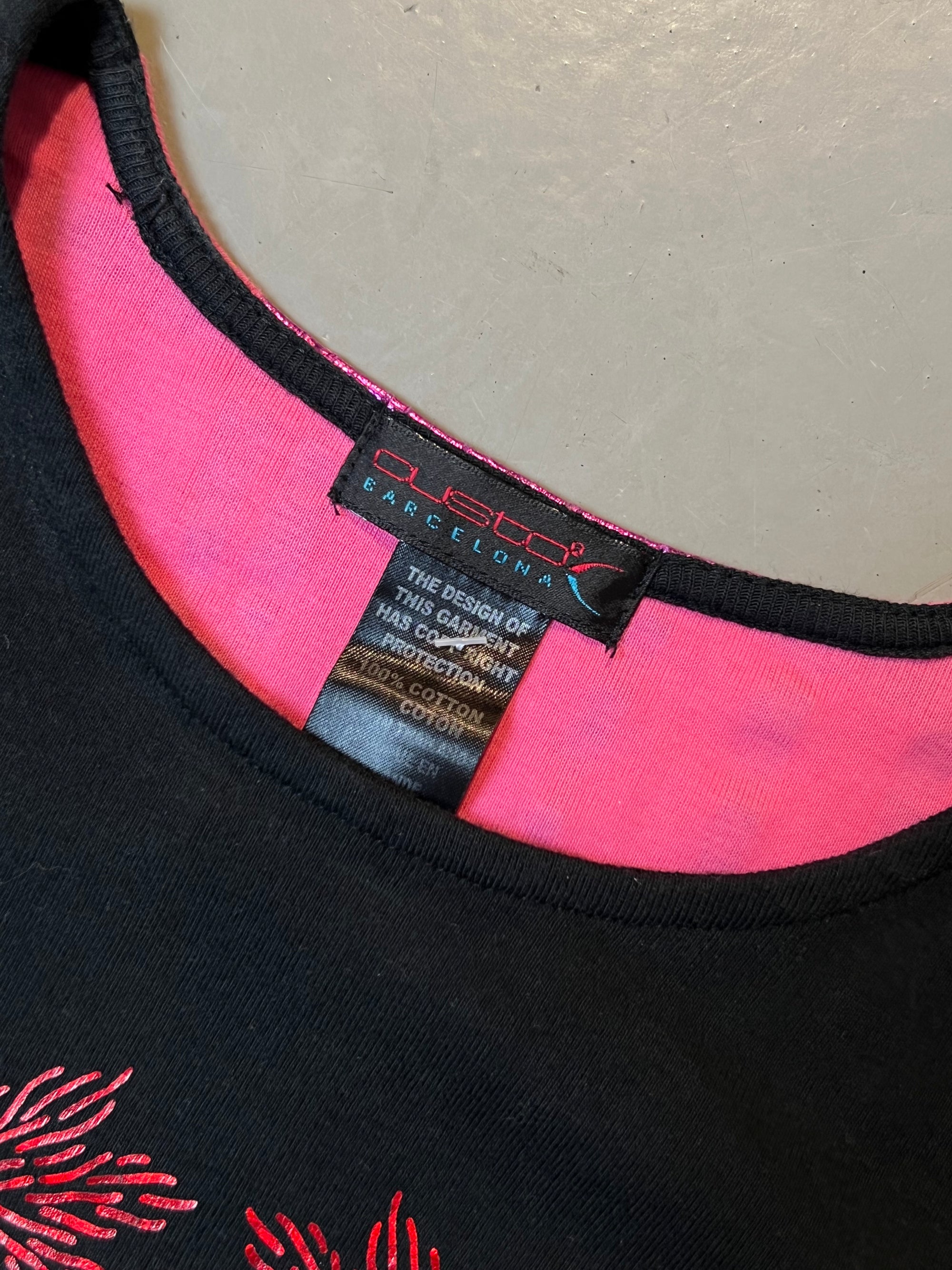 Vintage Black & Pink Custo Barcelona Graphic Tee S