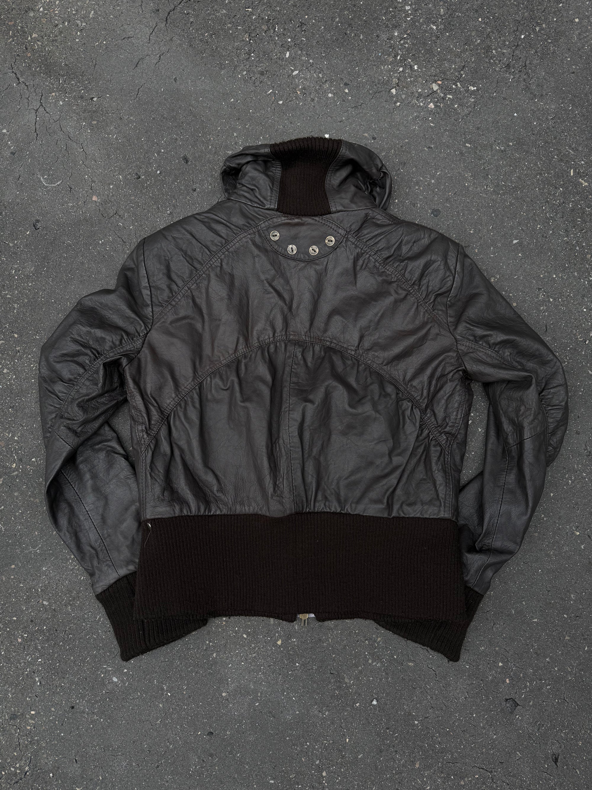 Vintage Brown Cropped Leather Jacket S