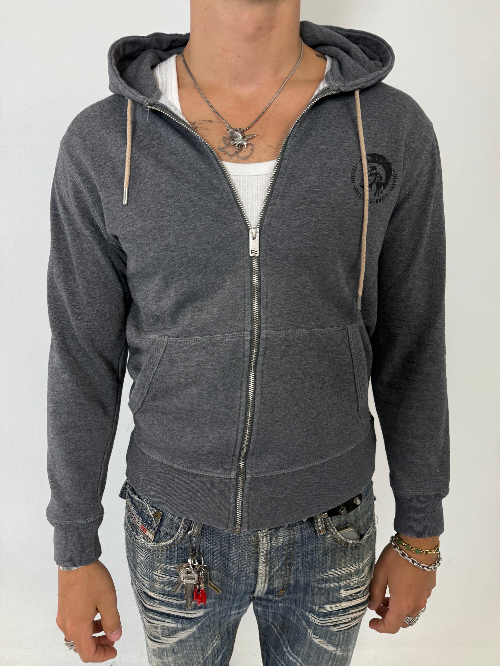 Vintage Diesel Grey Zip Up Hoodie M/L