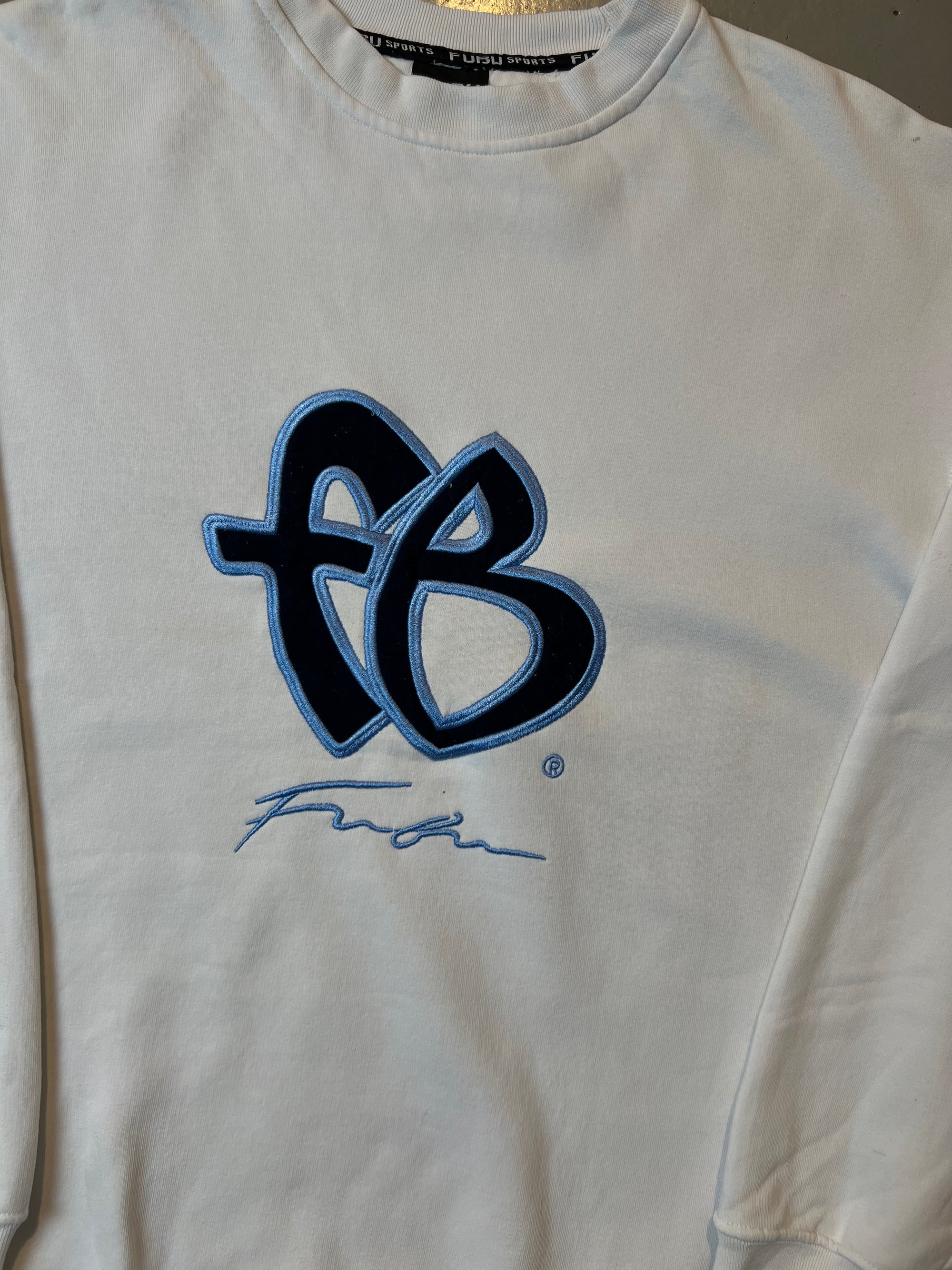 Vintage White Fubu Logo Sweater L/XL