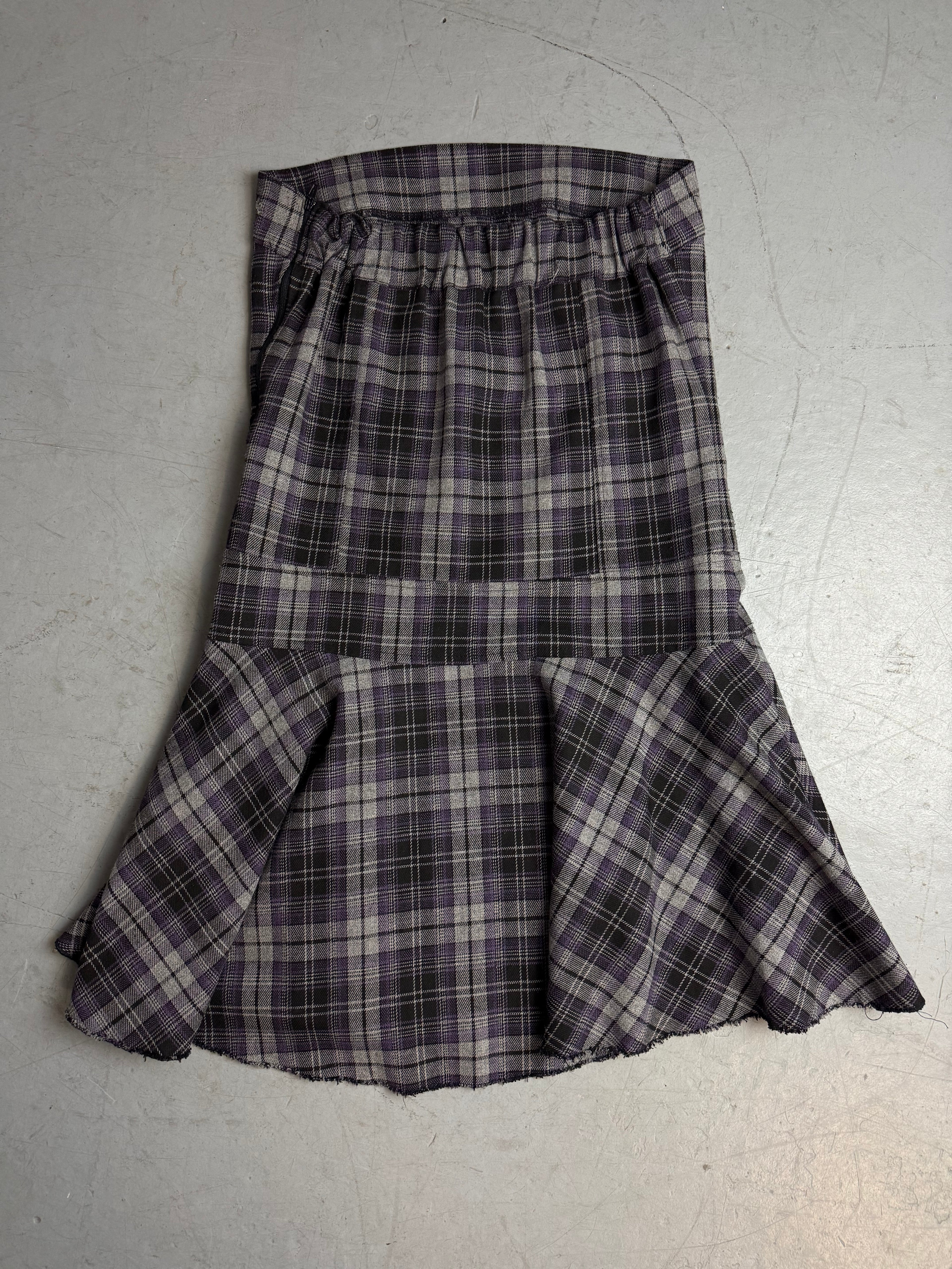 Vintage Denny Rose Purple Plaid Strapless Mini Dress M