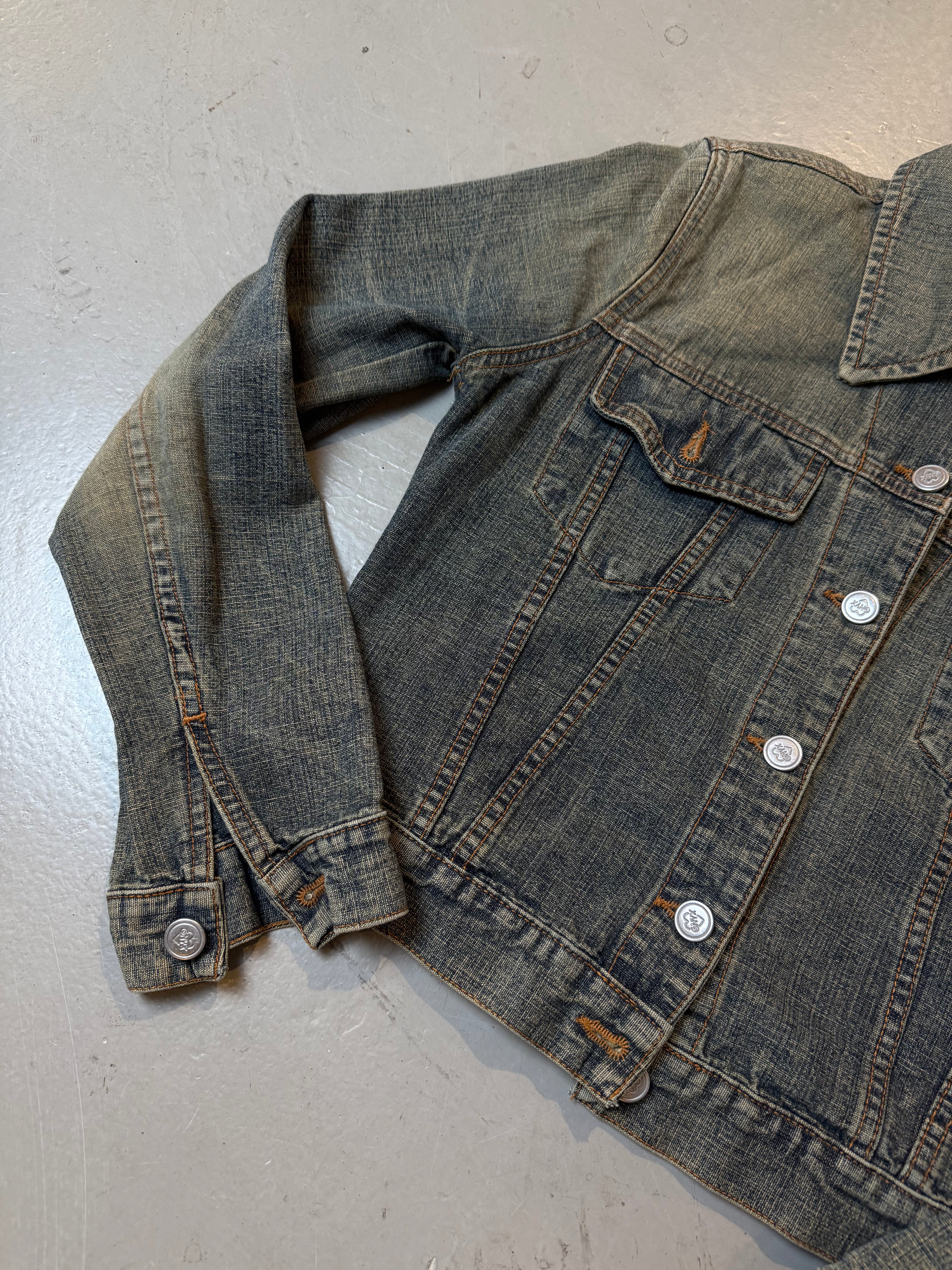 Vintage Onyx Green Blue Washed Denim Jacket XS/S