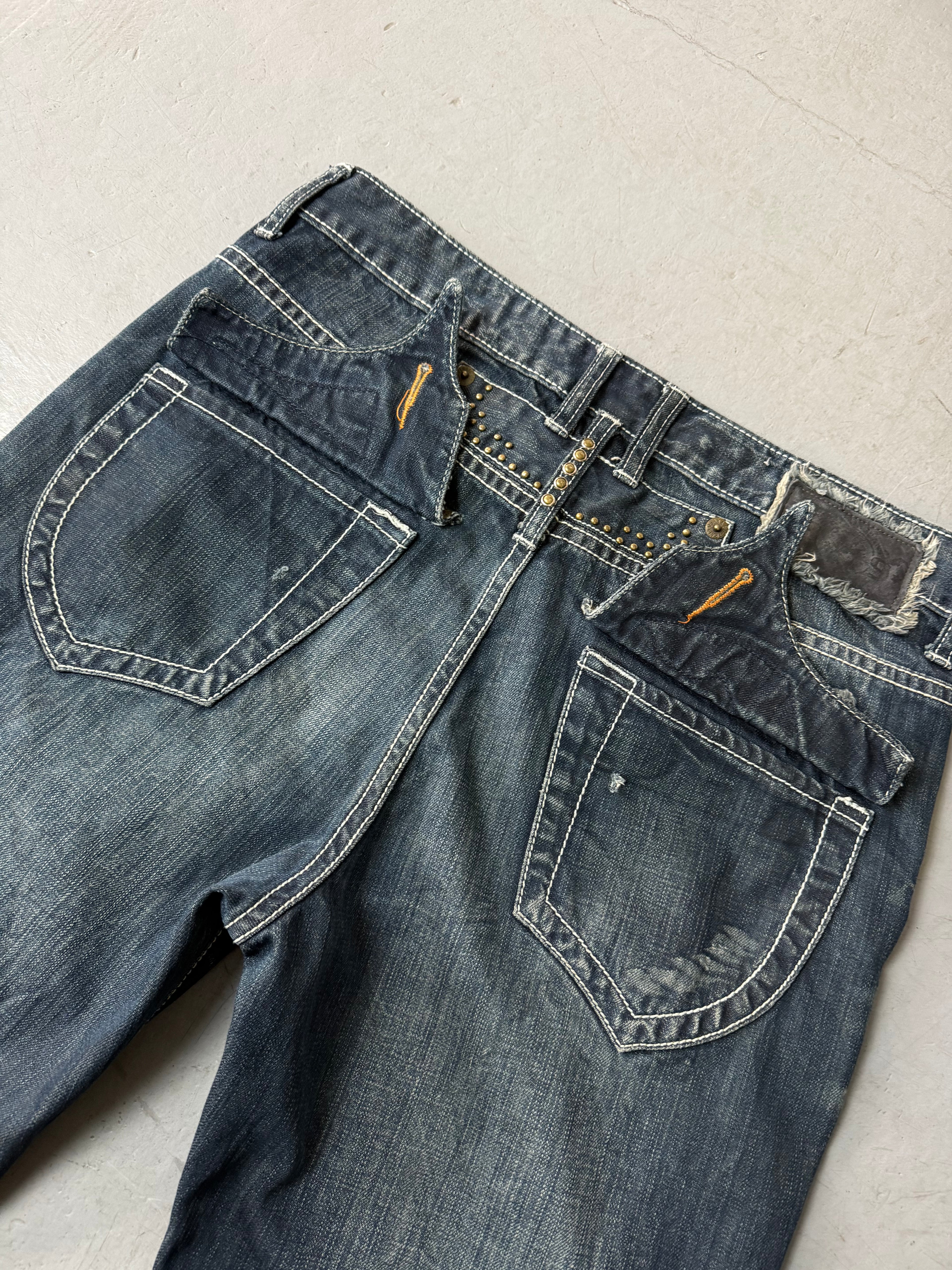 Vintage Big Train Japanische baggy Denimmfür Herren Y2K Second Hand Fashion