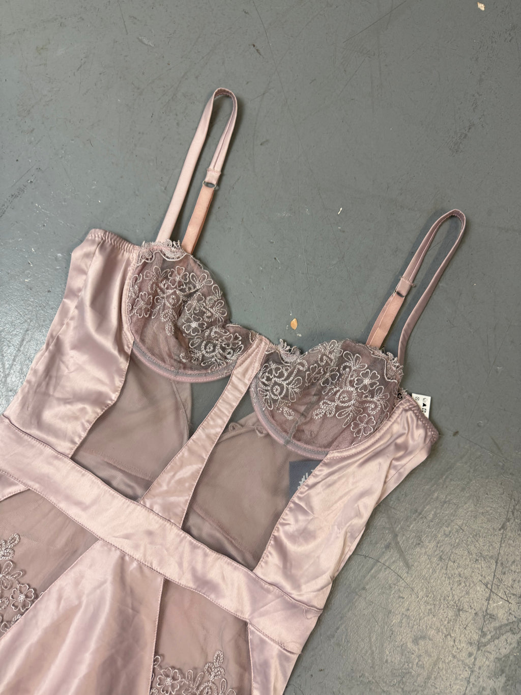 Vintage Light Pink Seethrough Lace Body S