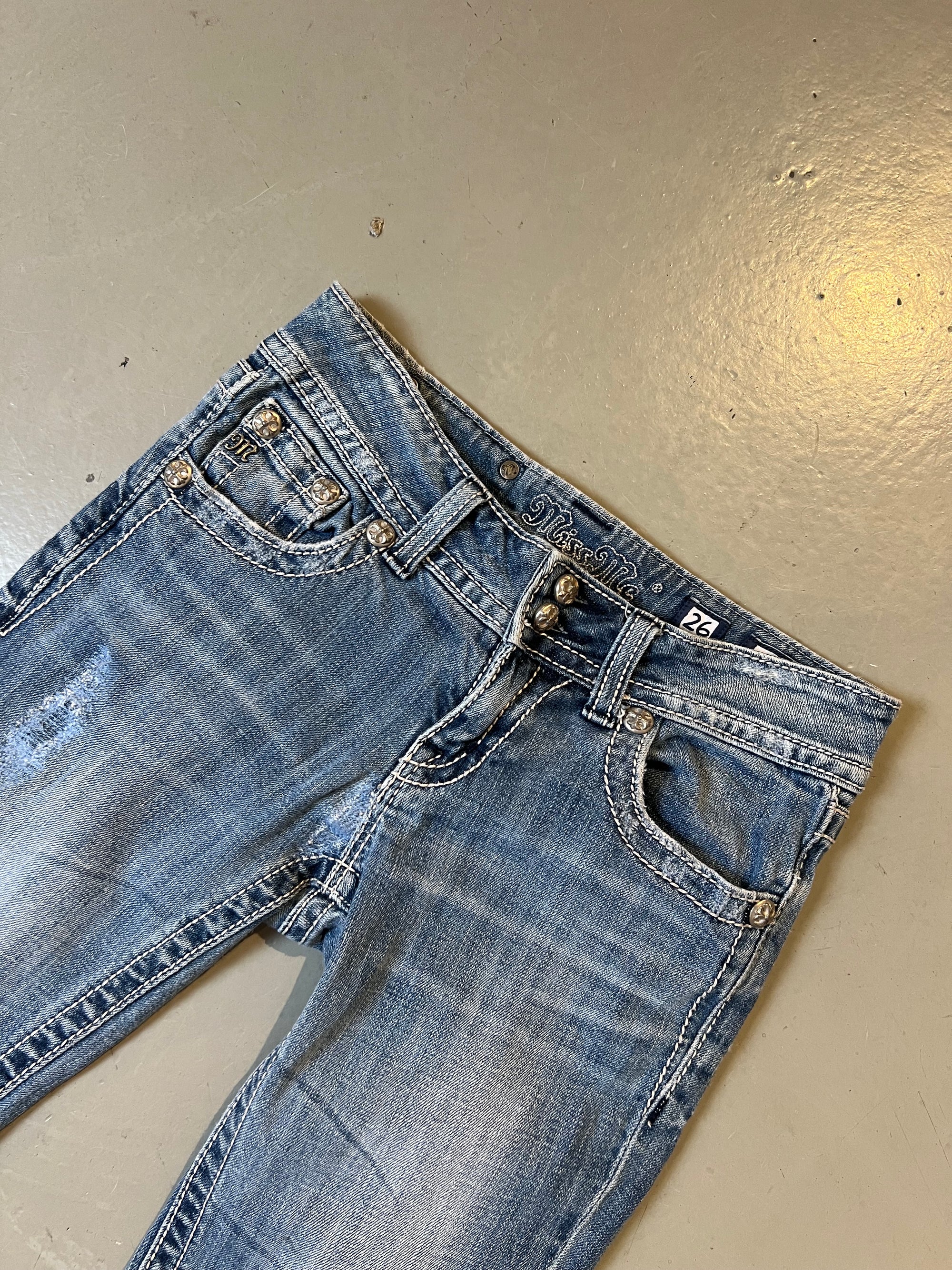 Vintage Miss Me Butterfly Glitter Denim XS
