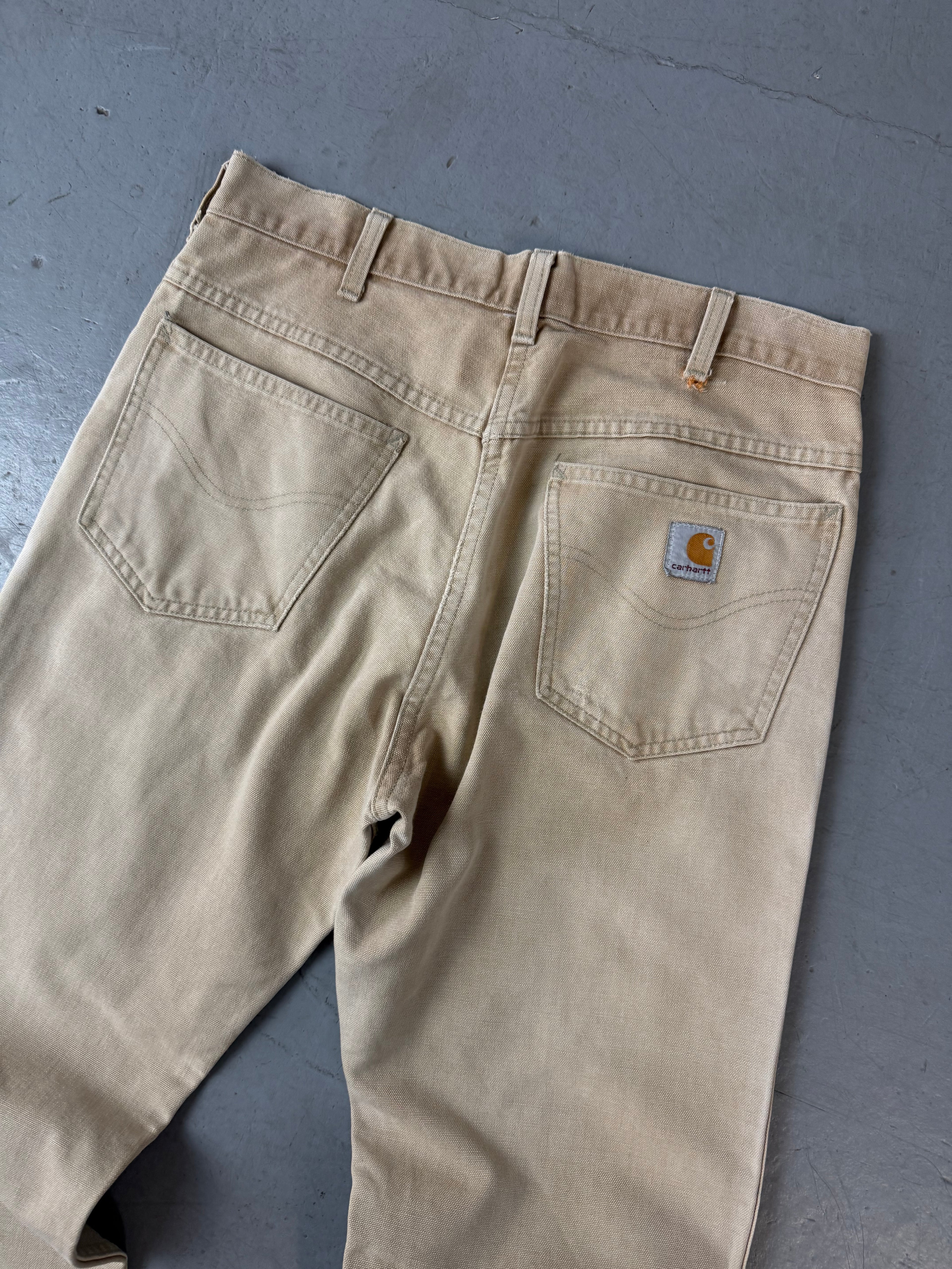 Vintage Carhartt Straight Leg Beige Jeans für Herren. Y2K Second Hand 2000s Fashion