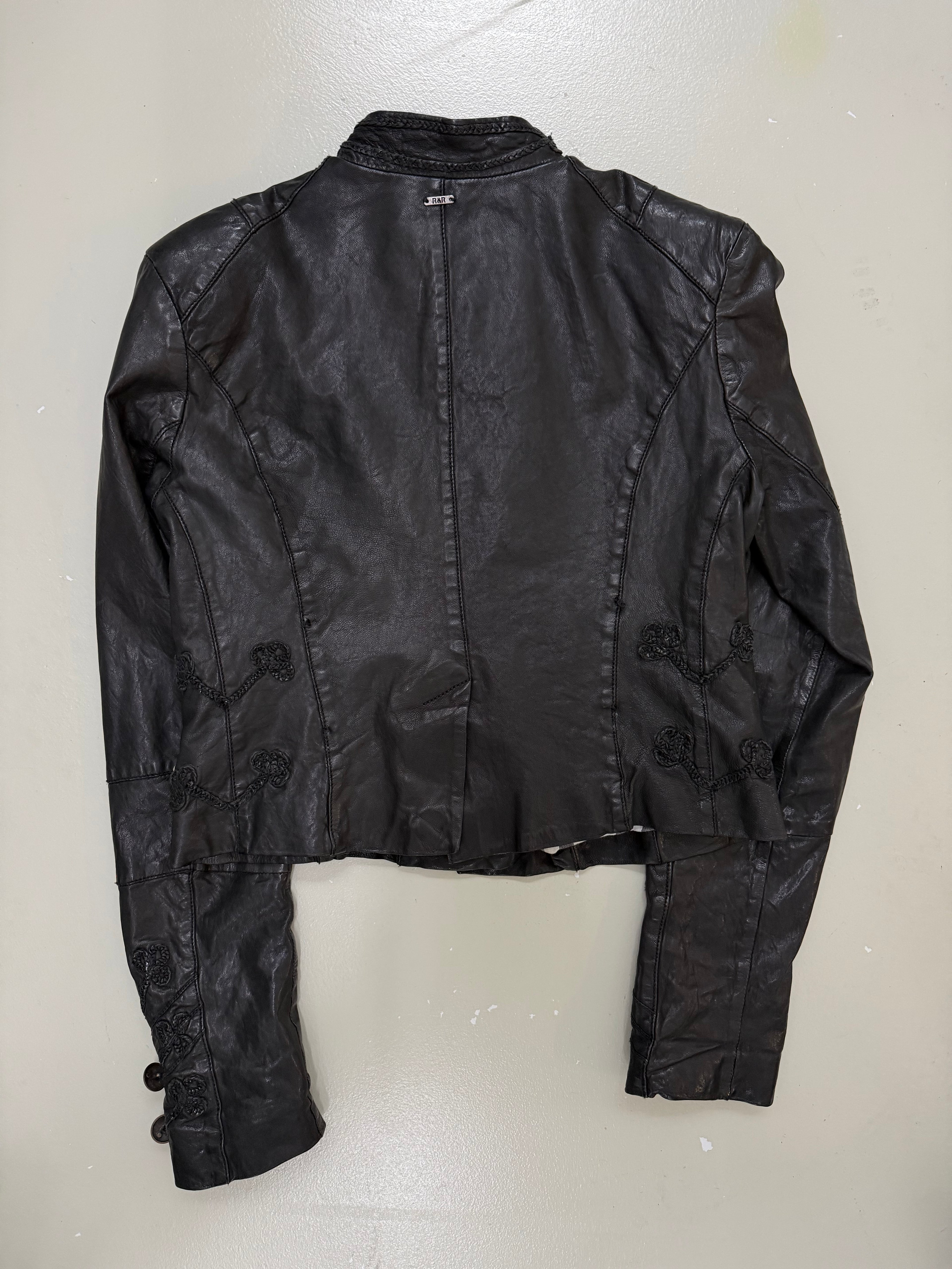 Vintage Napoleon Button Up Leather Jacket für Herren. Y2K Second Hand 2000s Fashion 