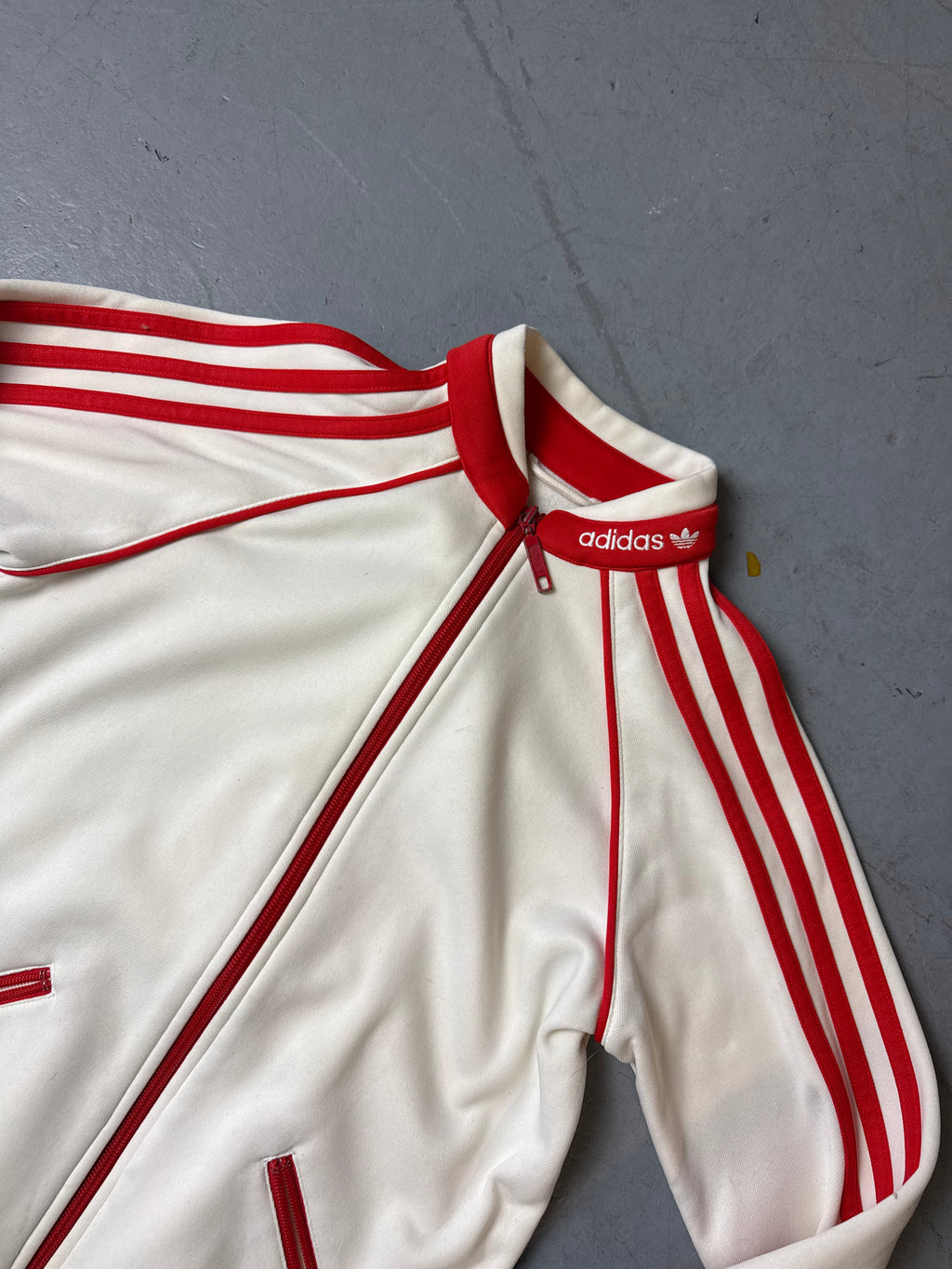 Vintage Adidas Seefeld White and Red Track Jacket S