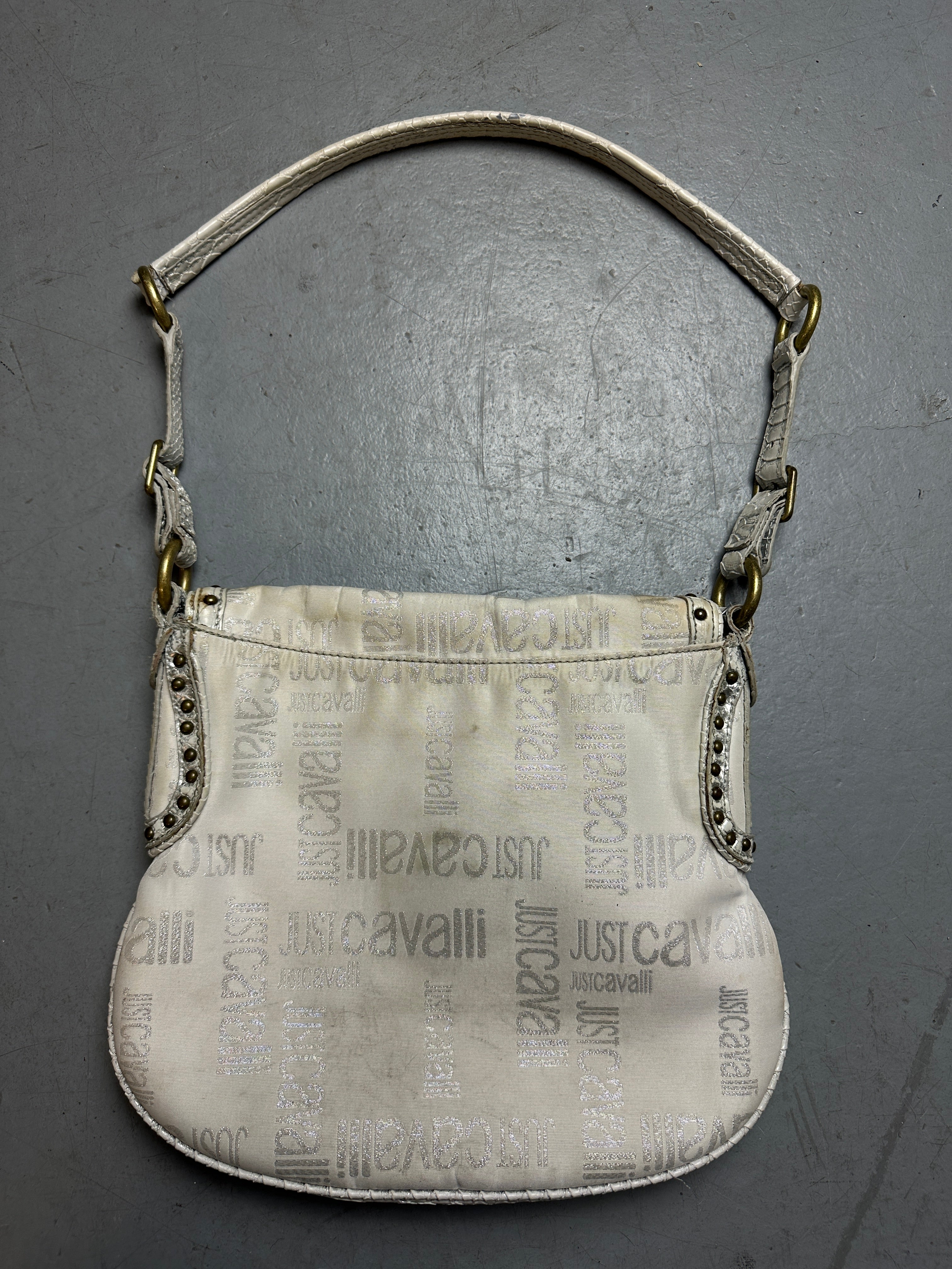 Produktbild Vintage White Just Cavalli Monogram Bag von hinten 