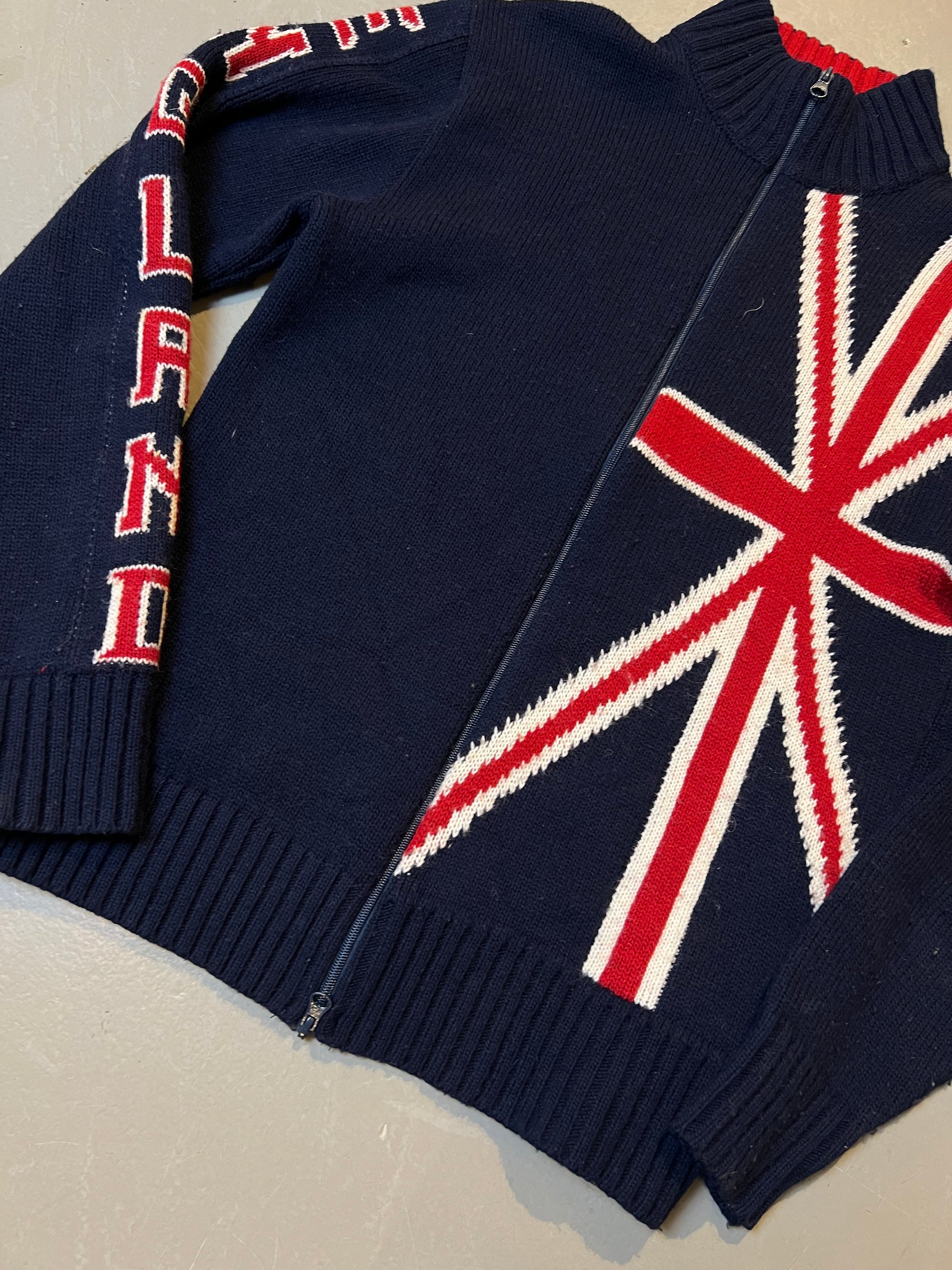 Vintage England Knit Zip Sweater M/L