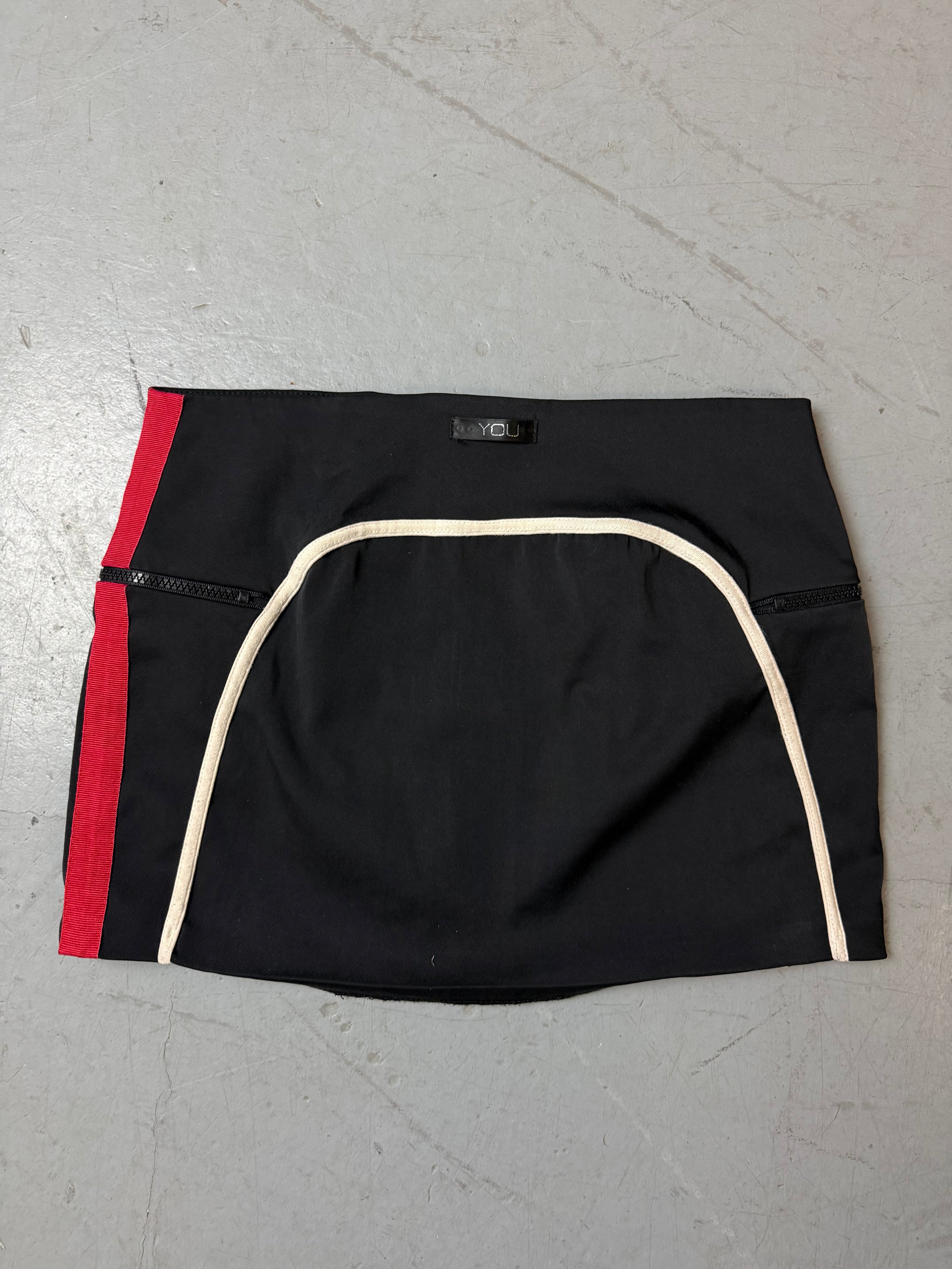 Vintage Black Full Zip Mini Skirt S/M