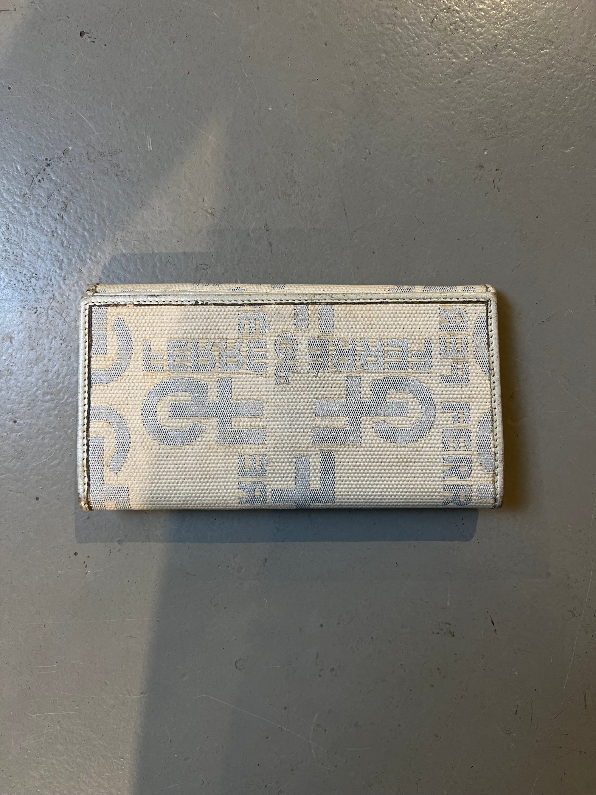 Vintage Beige Gitter Blue Wallet