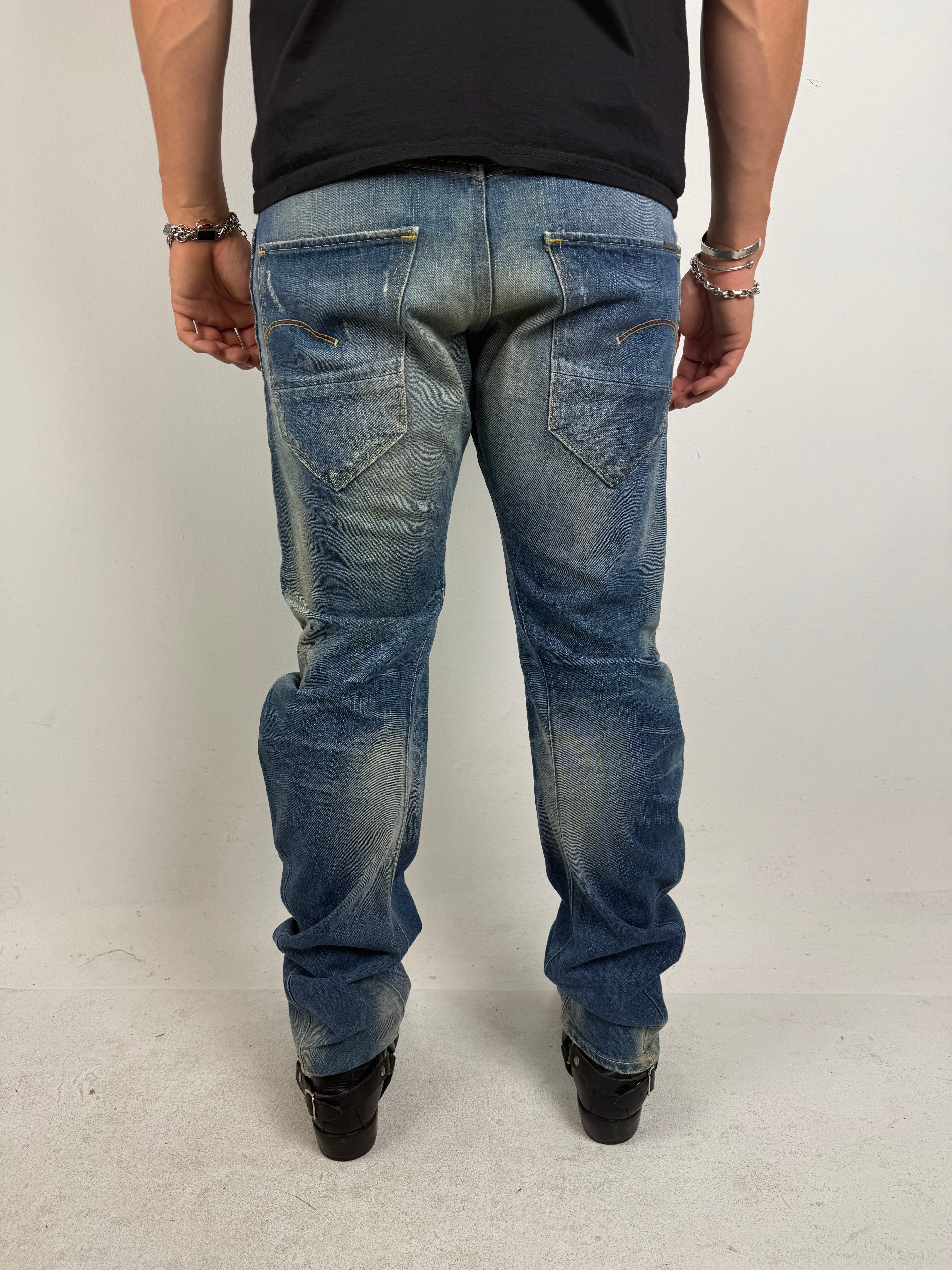 Tragebild von Vintage G-Star Raw GS01 Washed Denim Jeans M/L von hinten 